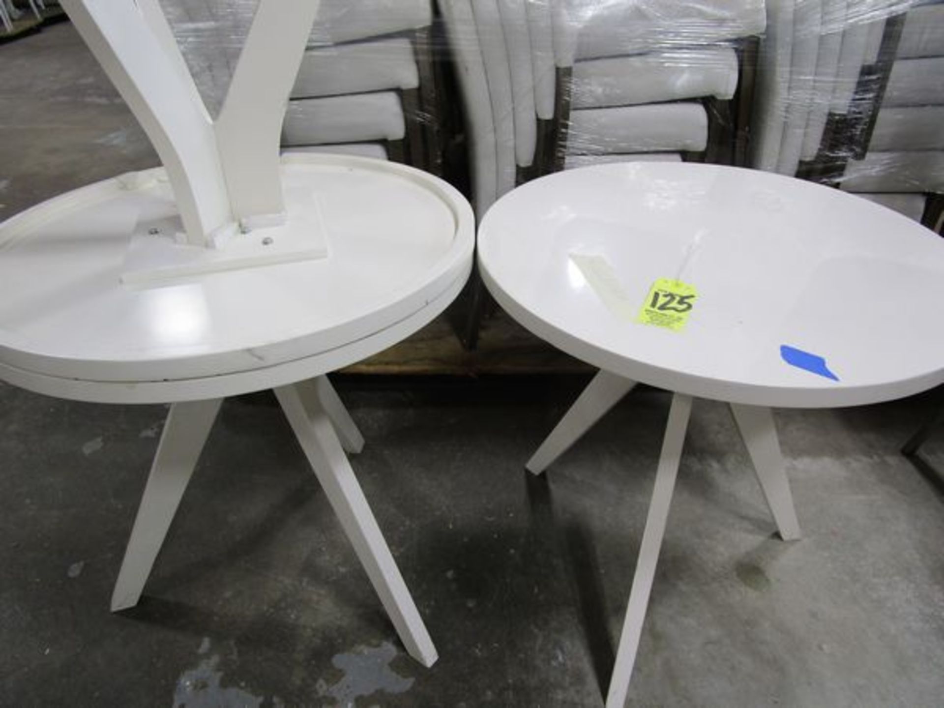 LOT (3) 3-Legged White Tables, 30"