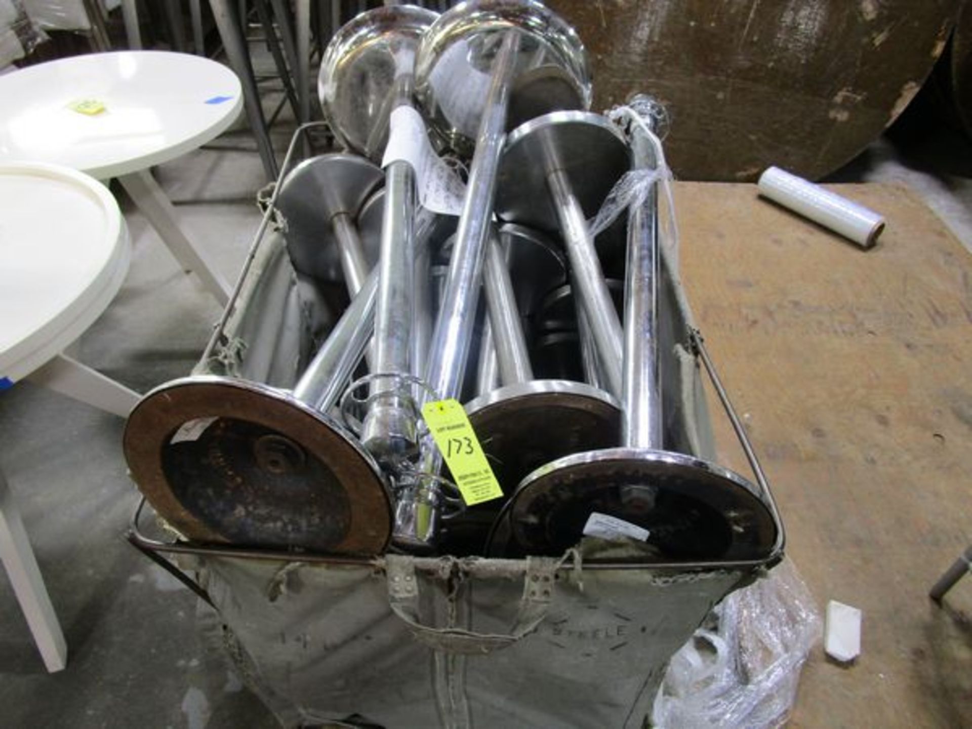 LOT (20) Chrome Stanchions in Hamper