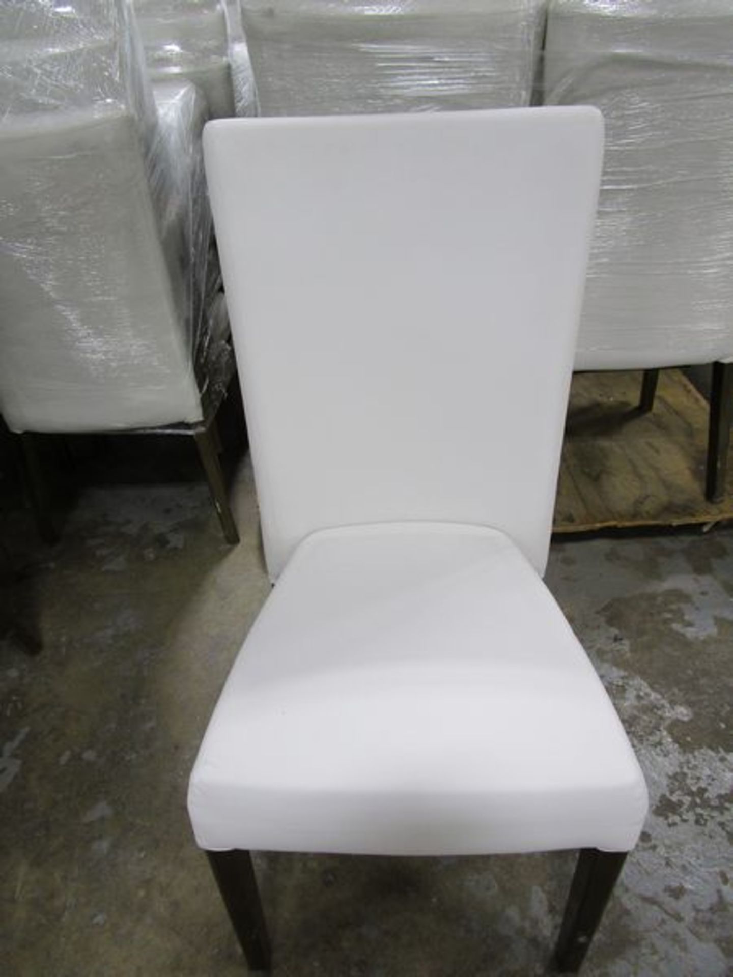 LOT (50) White Padded Wooden Leg Slipper Chairs