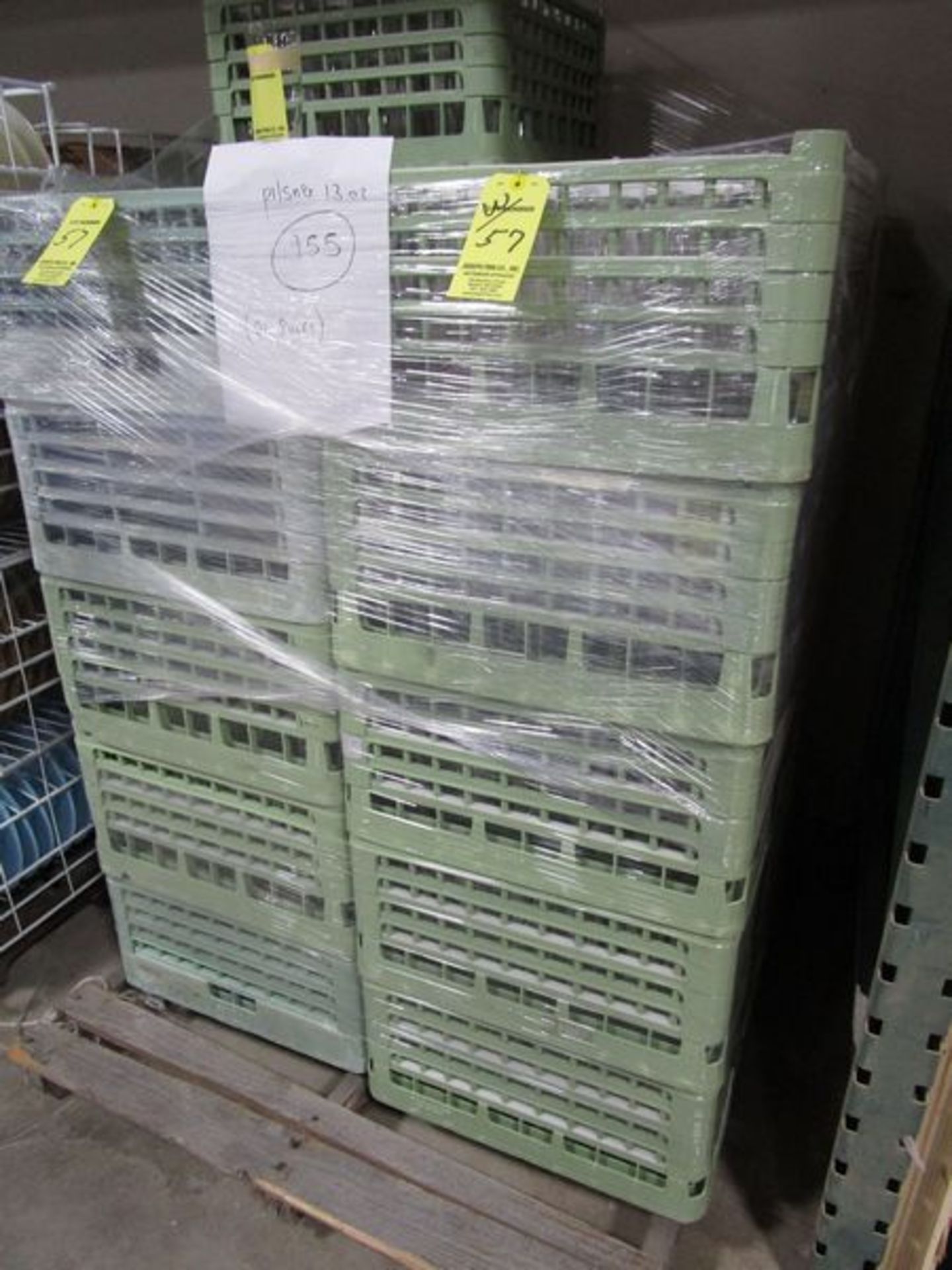 LOT (155) 13 Oz. Pilsner Glasses in (21) Racks on Pallet - Image 2 of 2