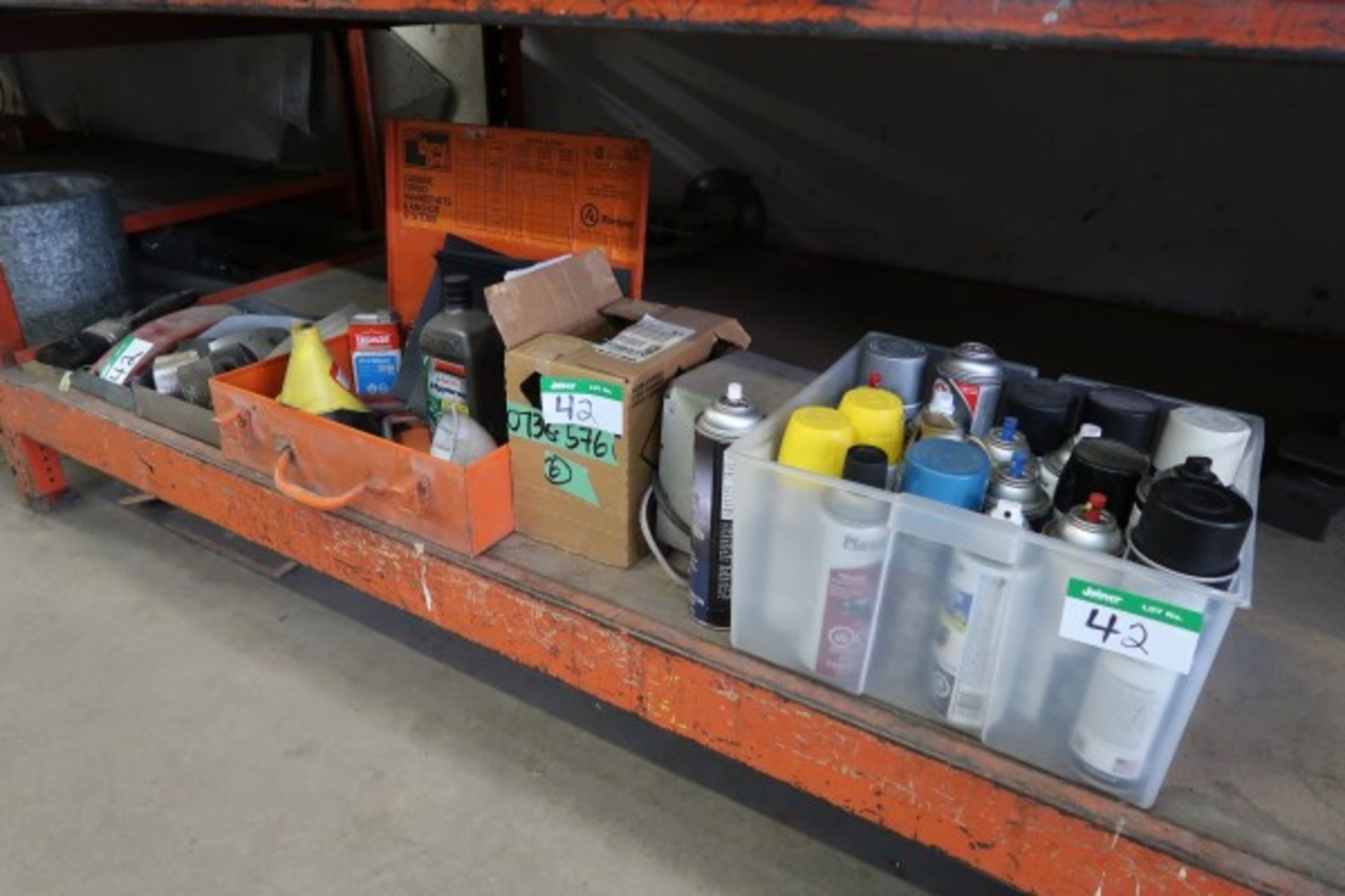 LOT OF MISC. PAINT ETC. UNDER BENCH