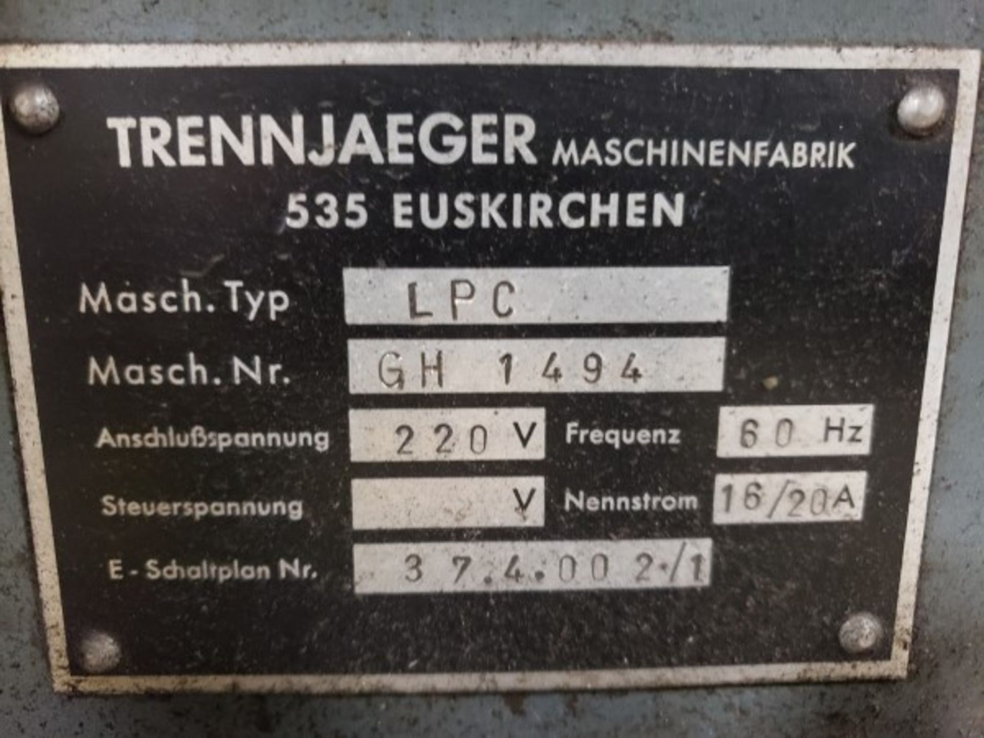 TRENNJAEGER LPC CIRCULAR COLD SAW, 220V/3 W/FEED TABLE - Image 2 of 5