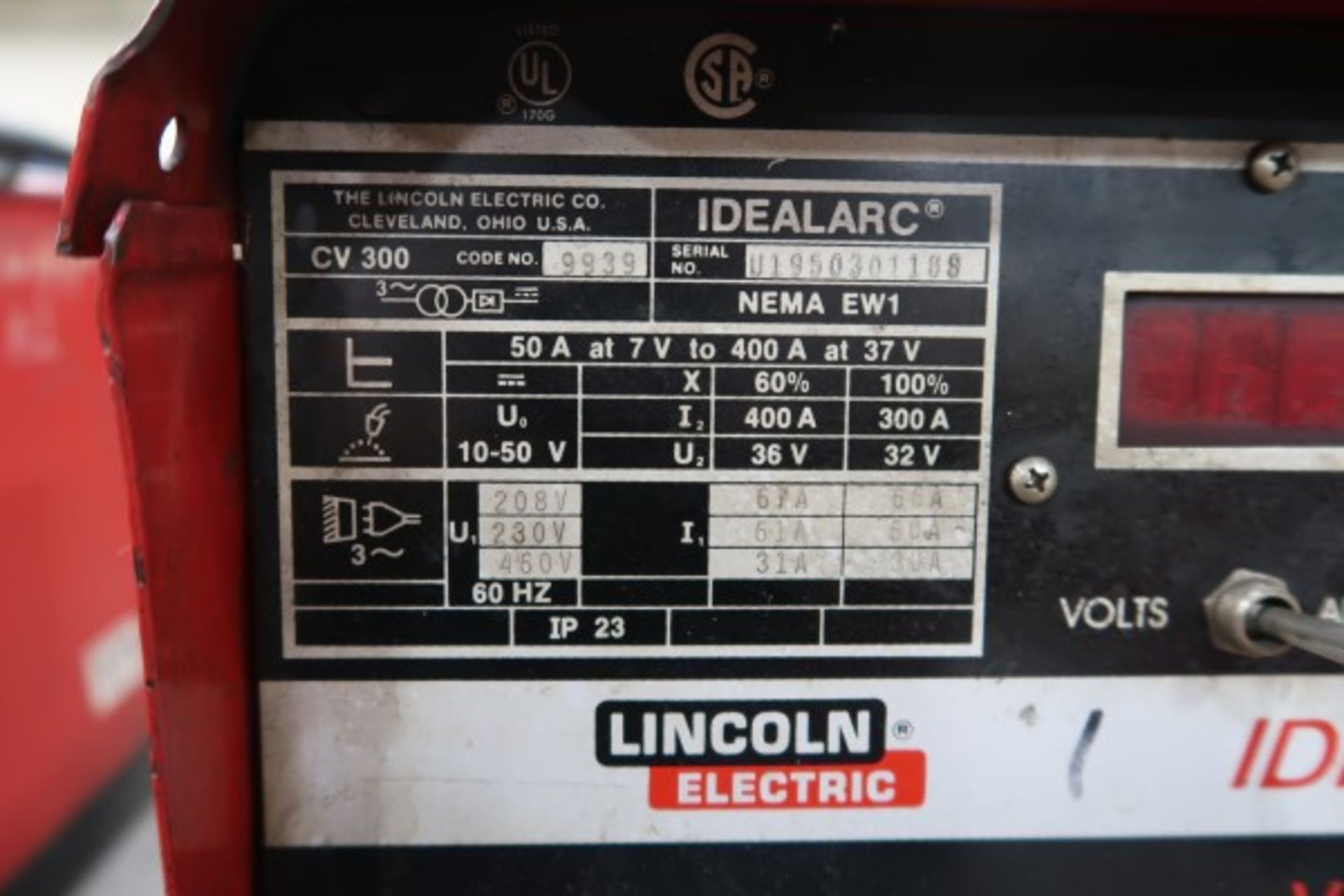 LINCOLN CV-300 WELDER, 3PH - Image 2 of 2