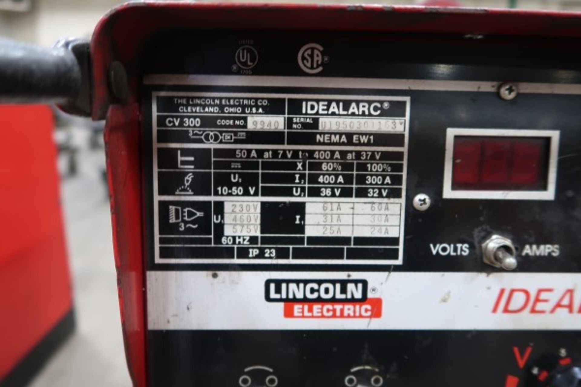 LINCOLN IDEALARC CV-300 WELDER, 3PH - Image 2 of 2