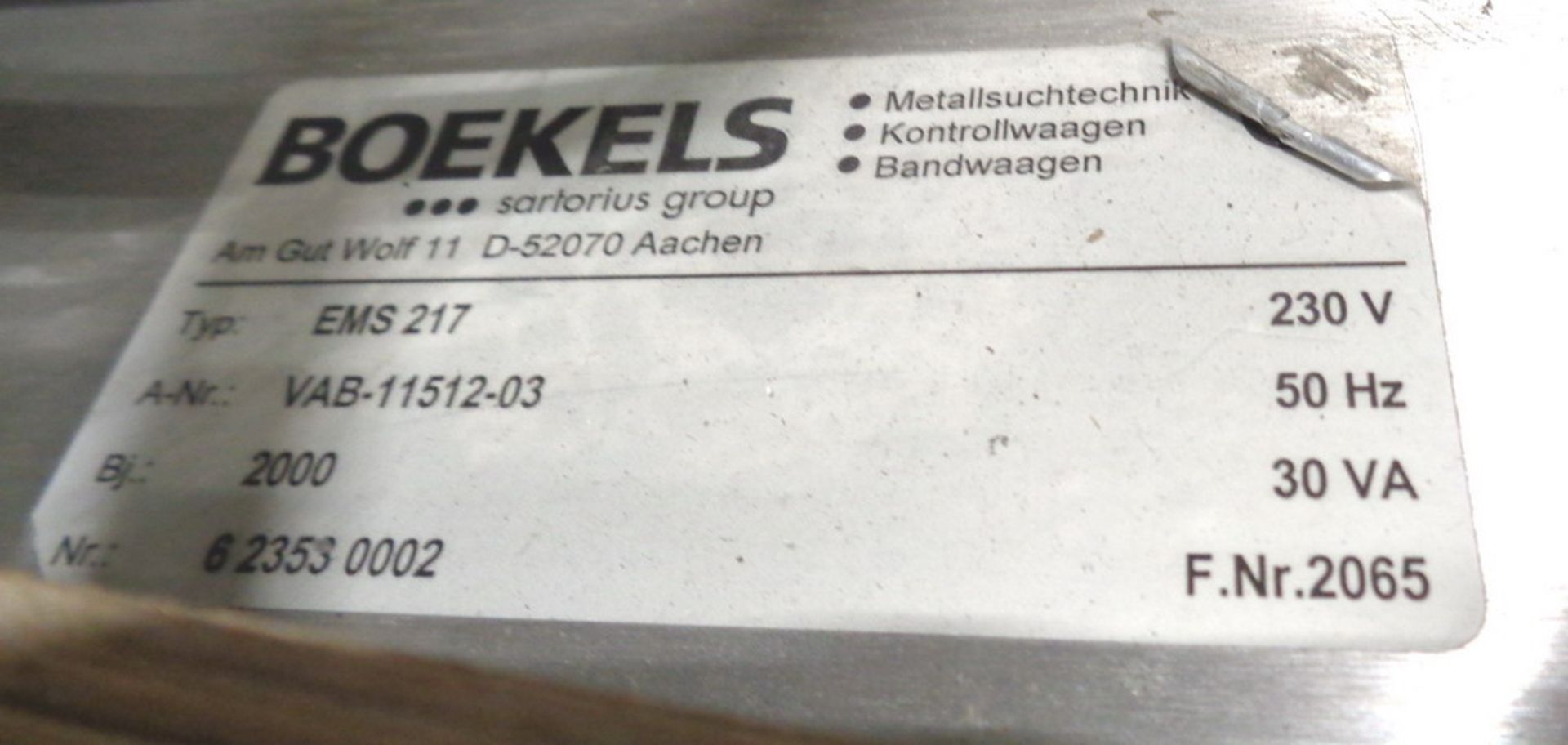 Boekels Packaging Line Bottle Metal Detector, type EMD 275 x 20, A-NRVAB11512-03 - Image 4 of 10