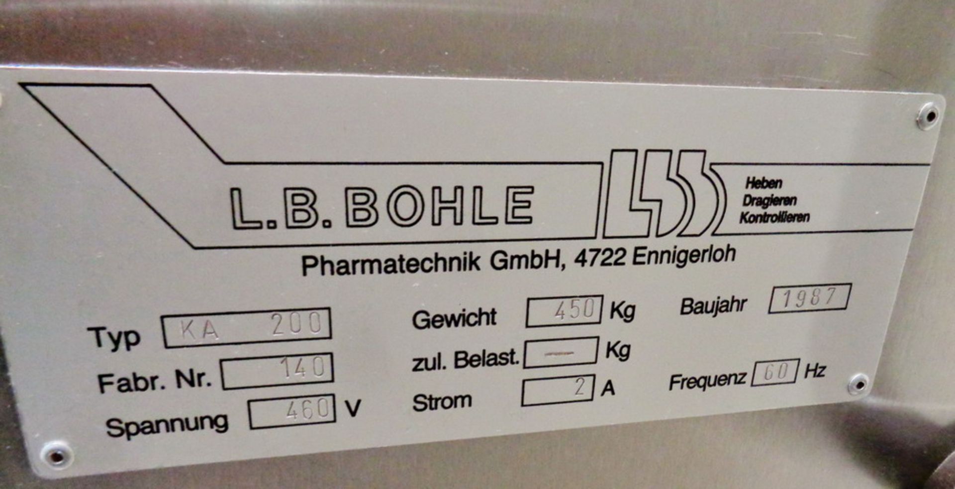 Bohle Tablet Checker, Model KA 200, S/N 140 - Image 3 of 4