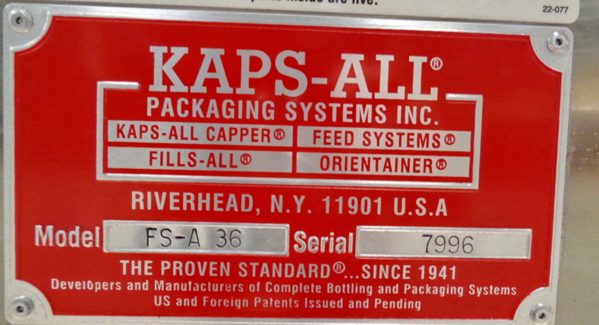 UNUSED Kaps All 36" SS Rotary Accumulating Table, Model FS-A-36, S/N 7996 - Image 5 of 6