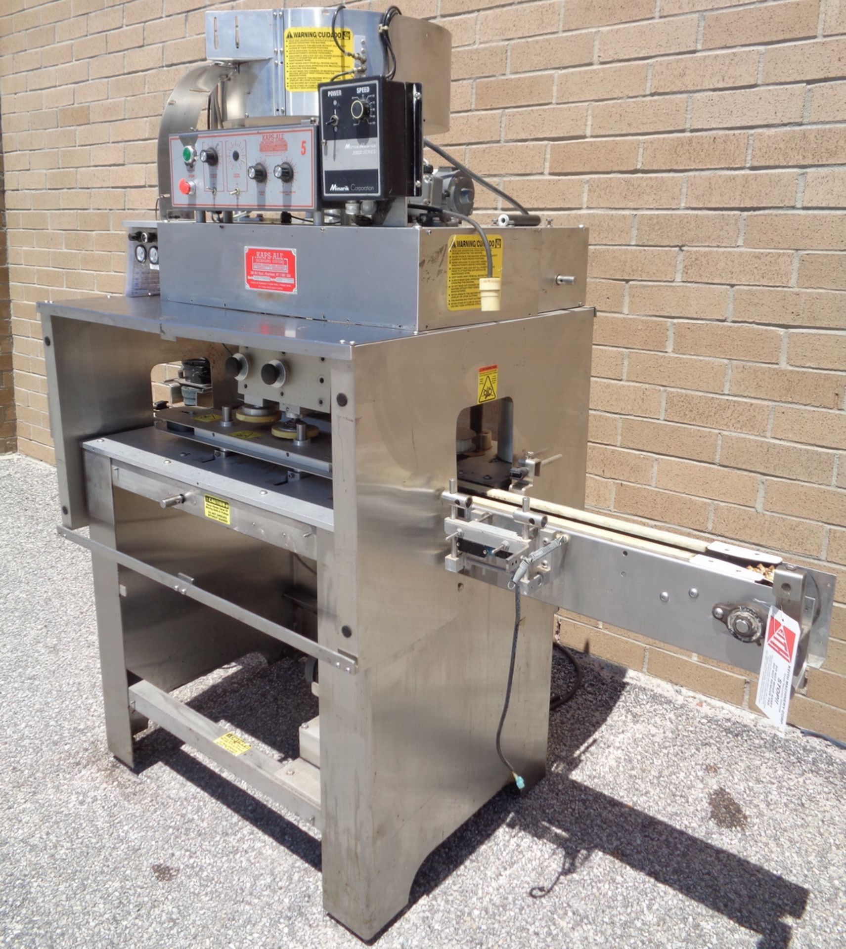 Kaps All 6 Spindle Automatic Capper, Model G-A, S/N 3802. Includes FSRF-24 centrifugal cap feeder. - Image 4 of 13