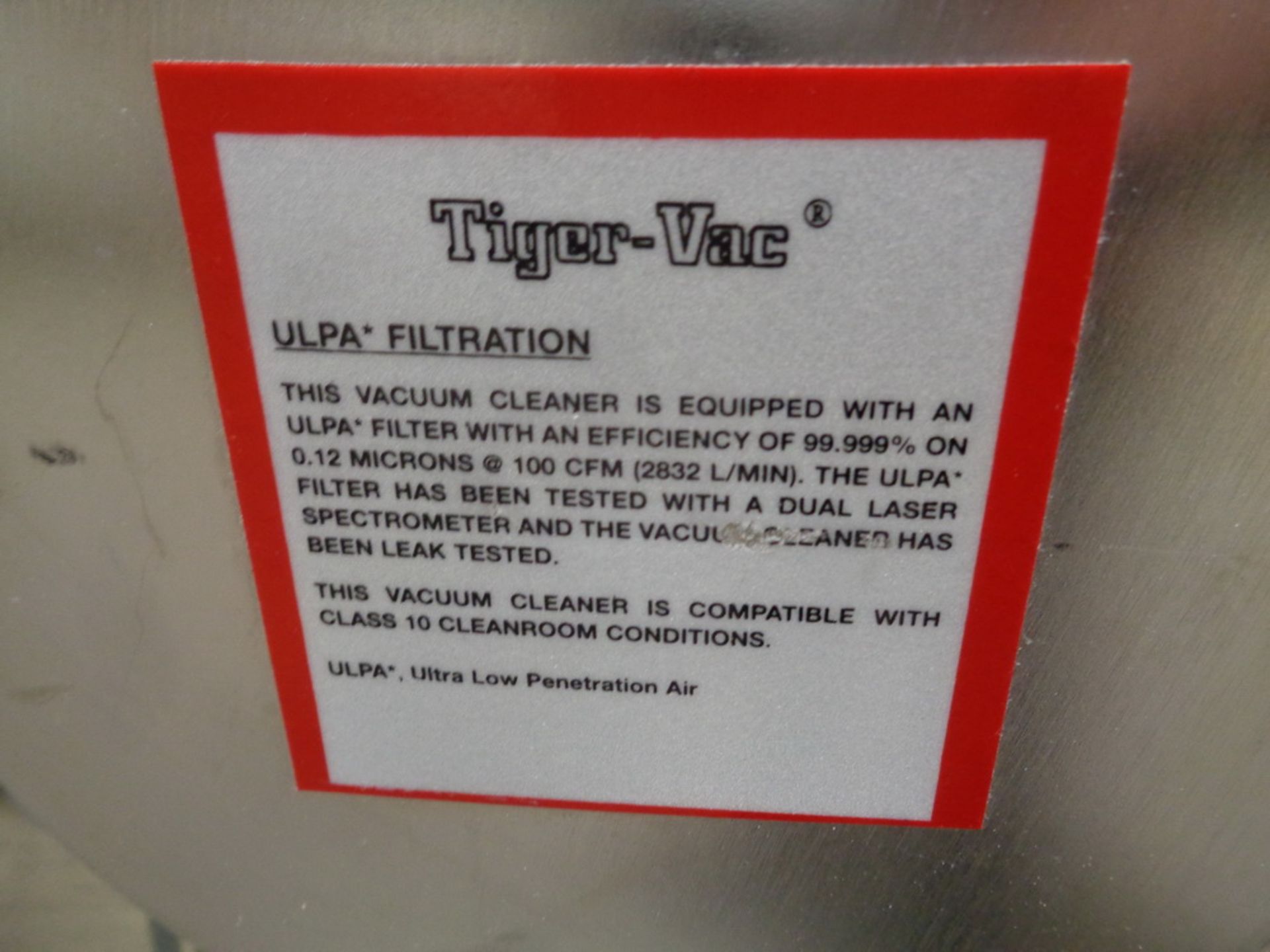 Unused Tiger Cleanroom Vacuum , 1200 watts, Model CWR-15 (4w) - Image 4 of 5