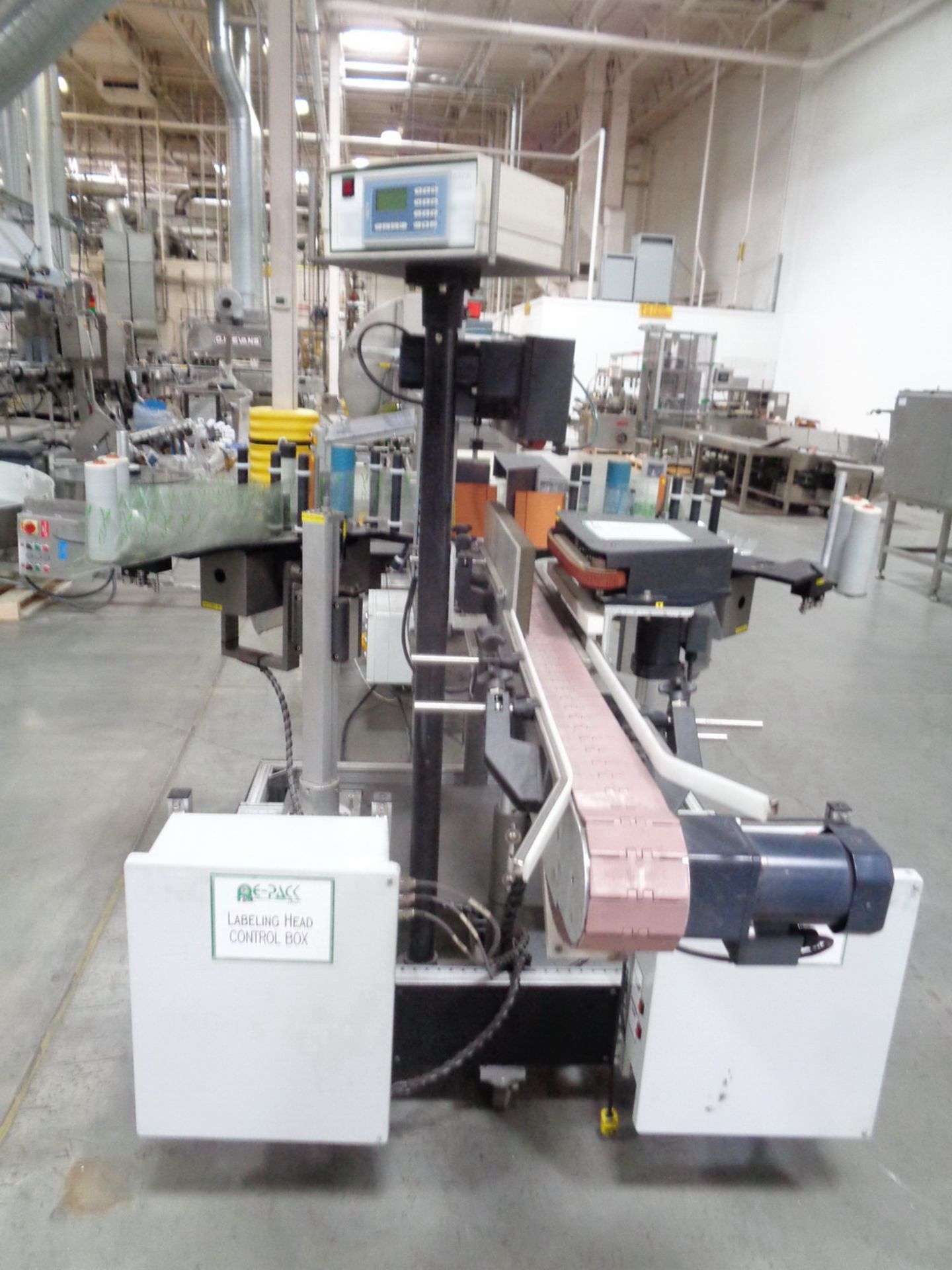 PE-Pack Double Sided Pressure Sensitive Wrap Labeler with conveyor. - Image 7 of 8