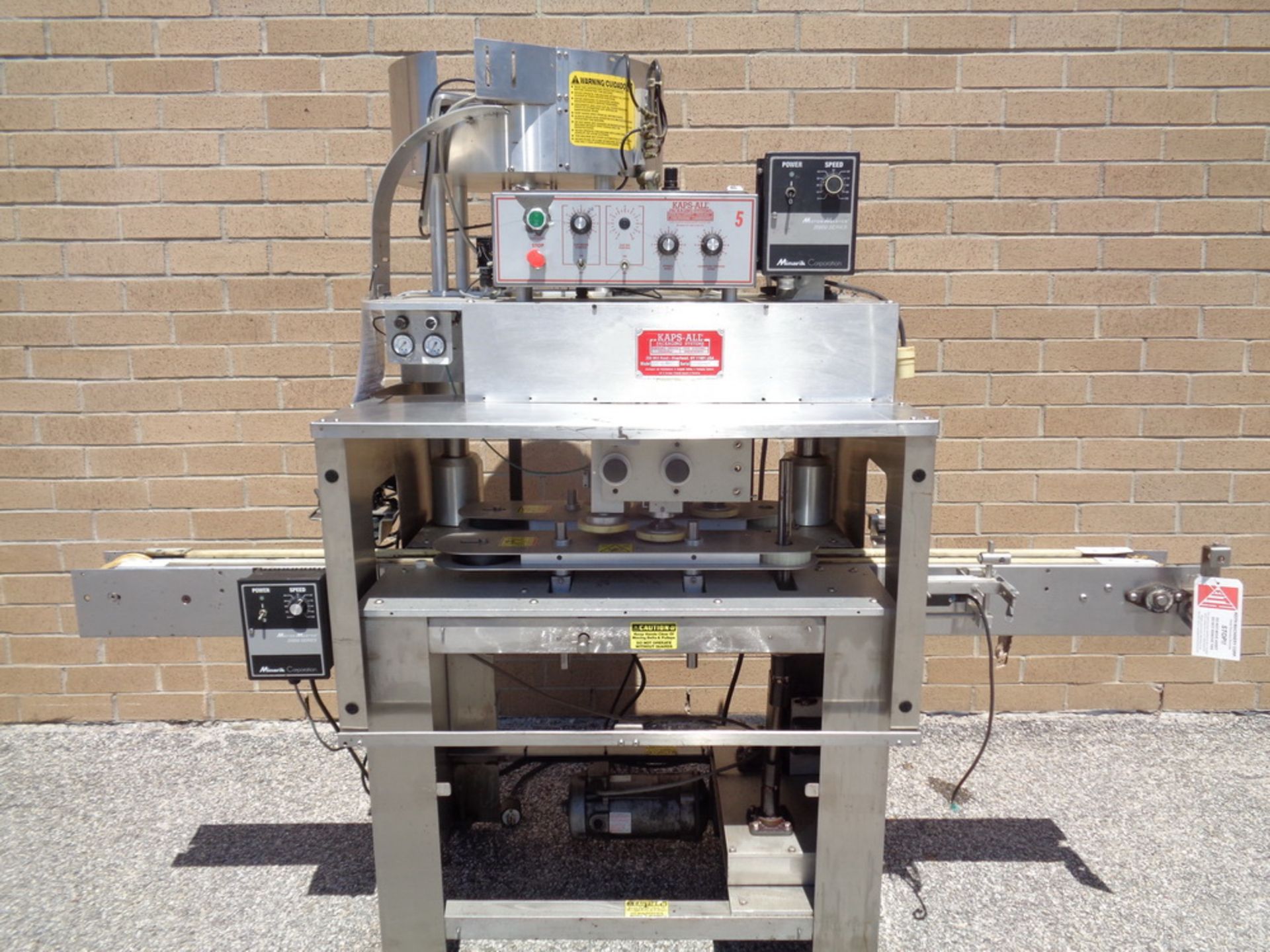 Kaps All 6 Spindle Automatic Capper, Model G-A, S/N 3802. Includes FSRF-24 centrifugal cap feeder. - Image 2 of 13