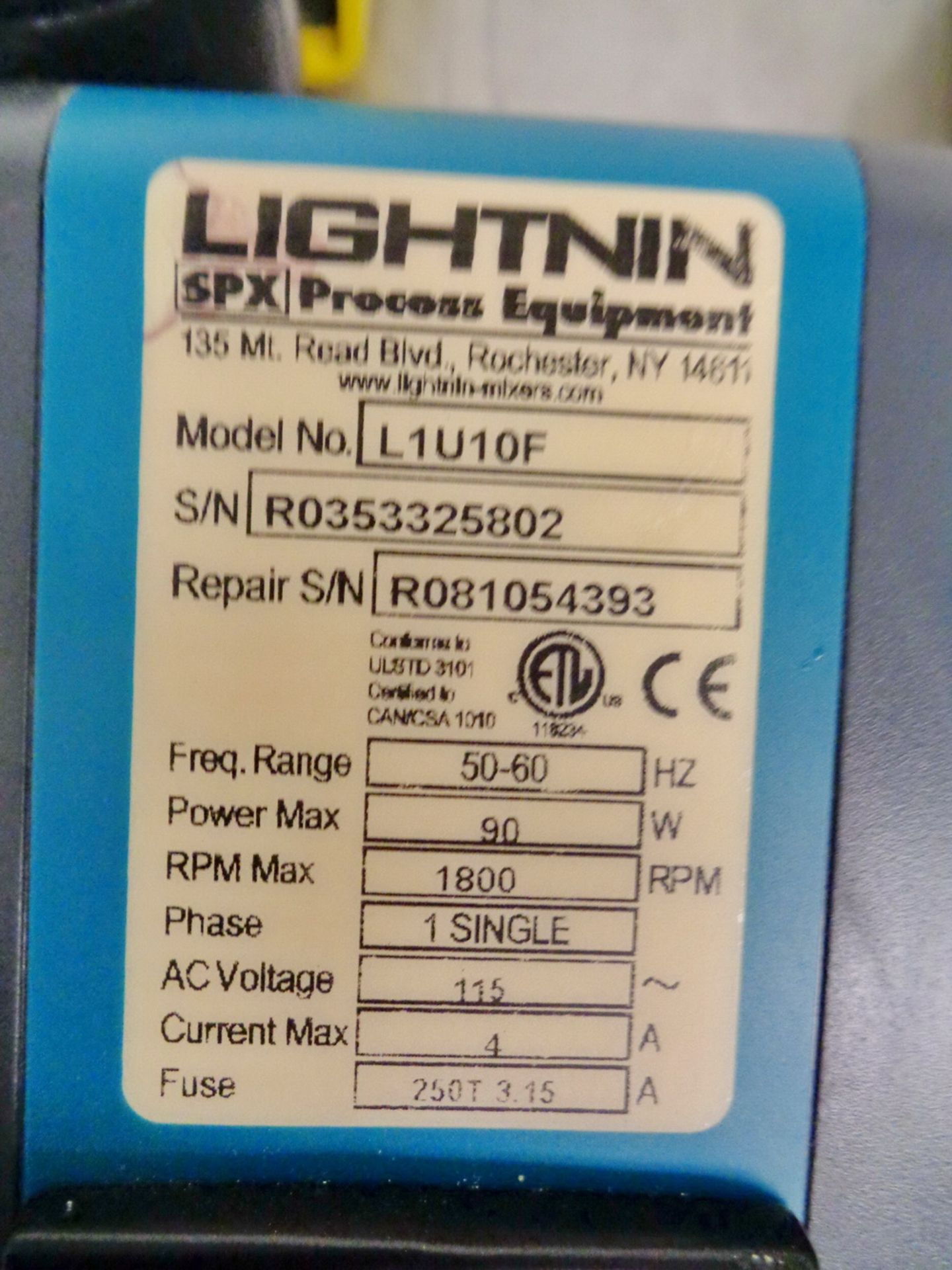 Labmaster Lightnin Agitator, Model L1U10F, S/N R0353325802 - Image 3 of 4