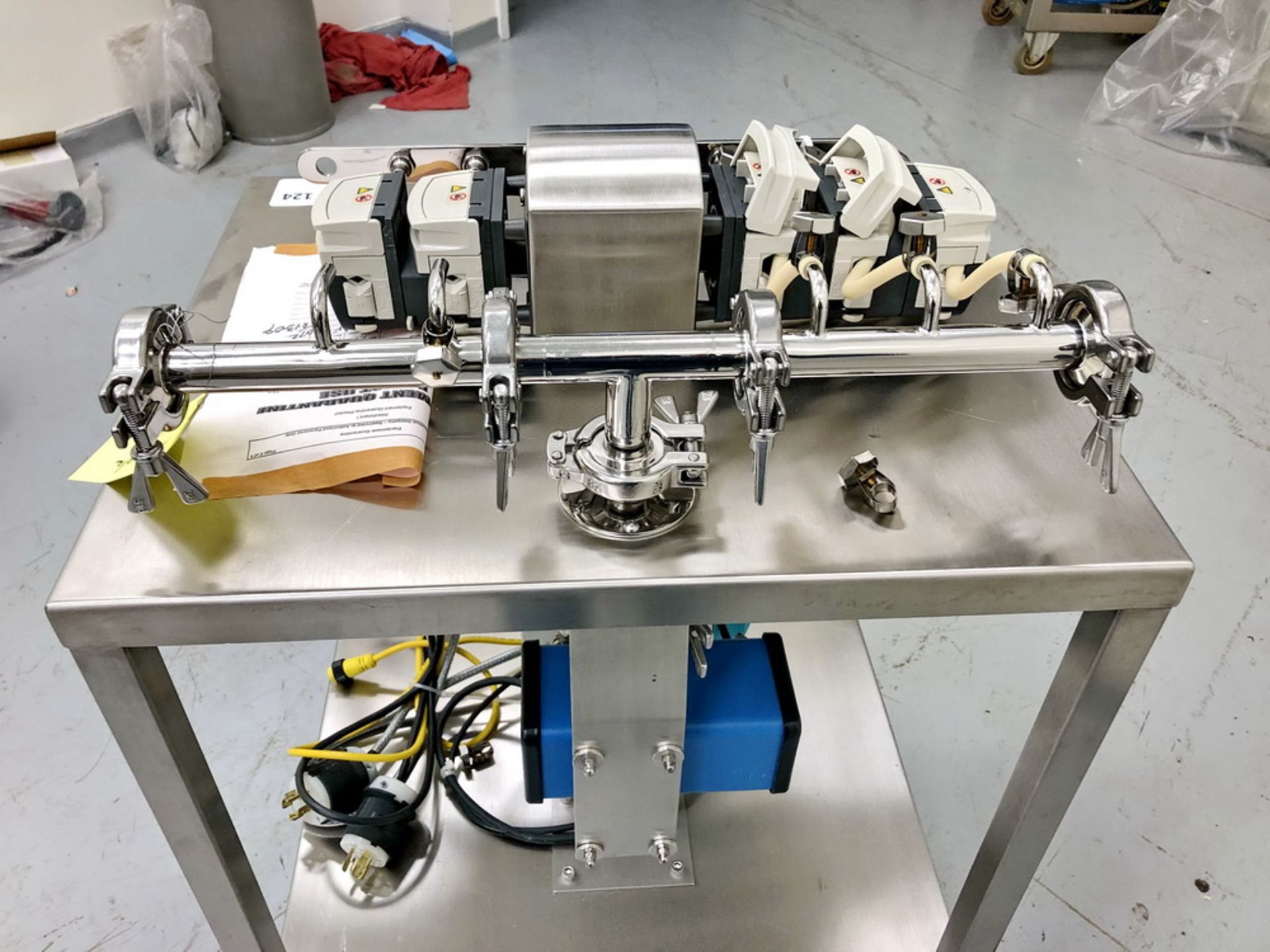 Pump Cart, with (5) Watson Marlow peristaltic pump heads, and a flow meter - Image 2 of 3