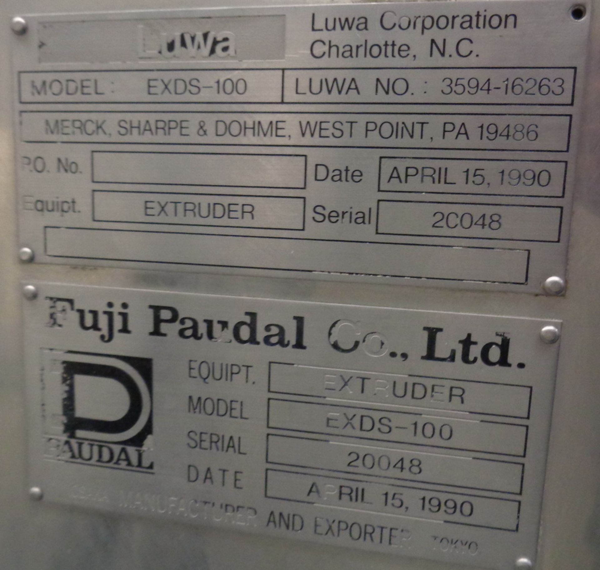 Fuji Paudal Stainless Steel Extruder, Model EXDS-100, S/N 20048 - Image 7 of 7