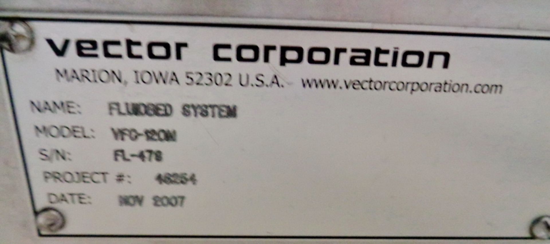 Vector Stainless Steel Fluid Bed Dryer, Model VFC-120M, SN FL-478, Project #46254 and 46613 - Image 10 of 35
