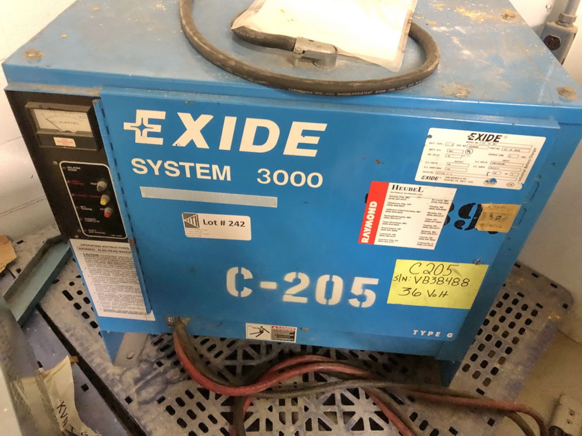 Exide Battery Charger, System 3000, 36 volts, Model G3-18-863, S/N VB38488