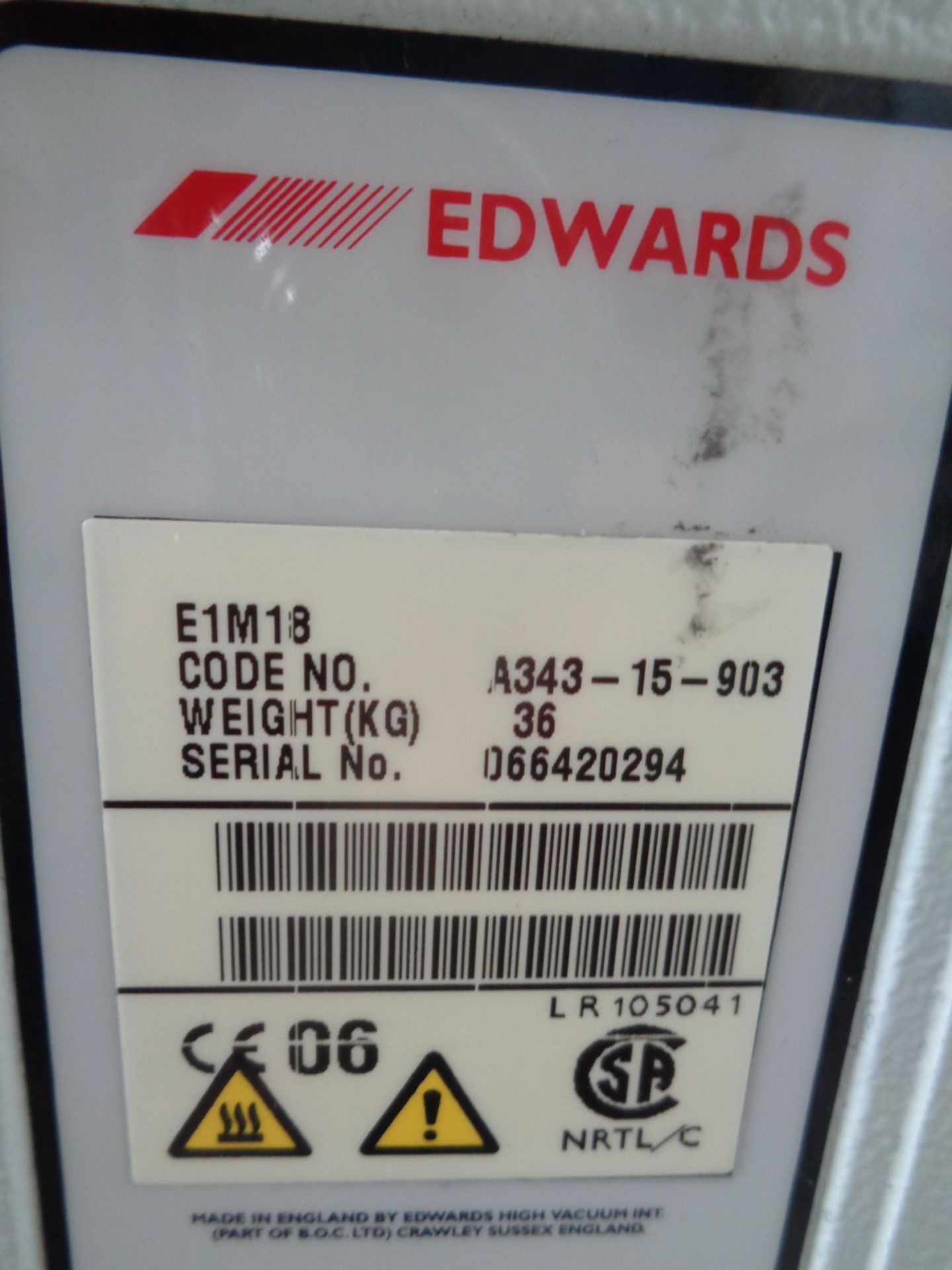 Edwards 18 Vacuum Pump - Image 2 of 3