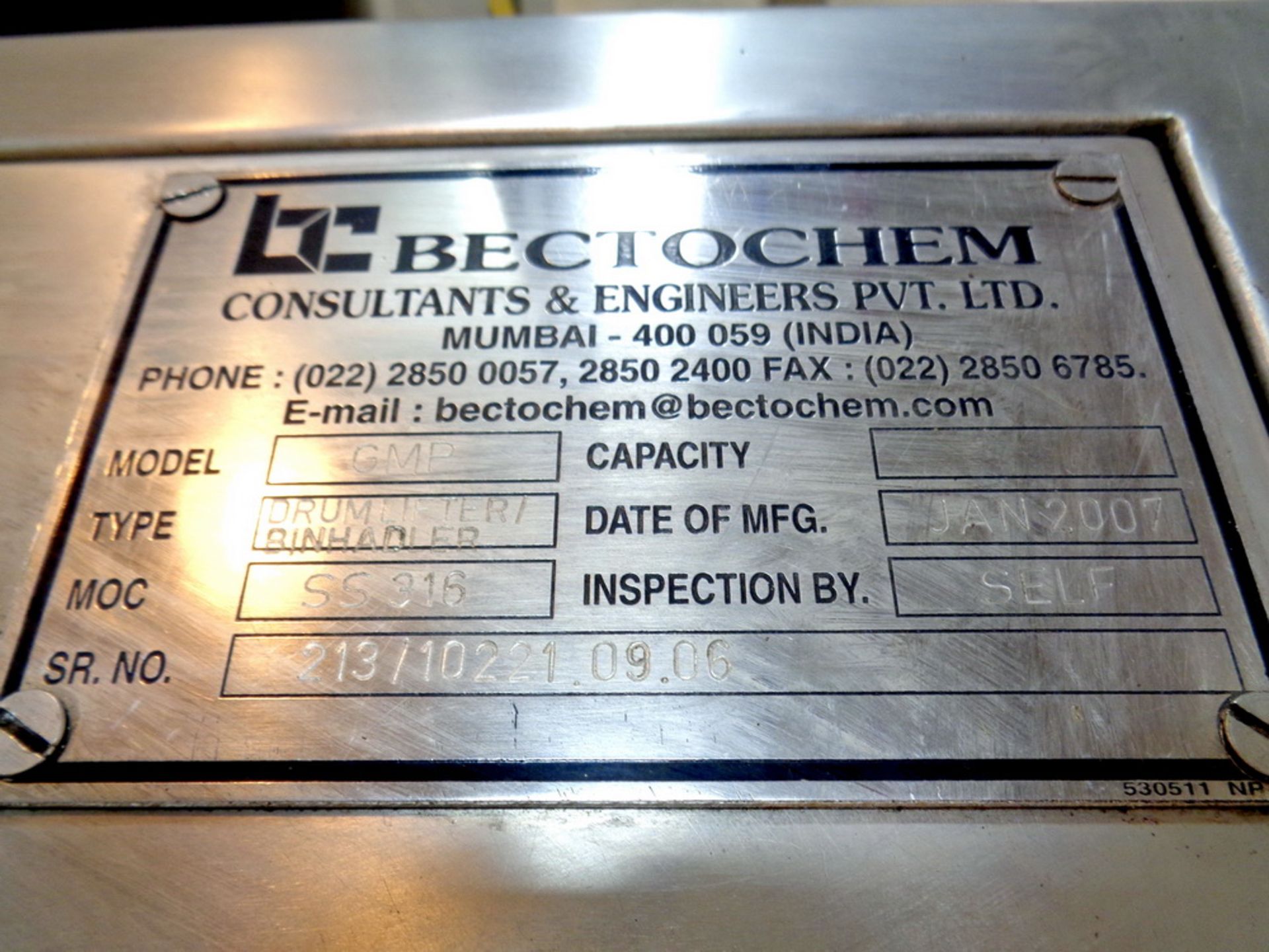 Bectochem Portable Drum Lifter and Manipulator, Model GMP, S/N 213/10221.09.06 - Image 5 of 6