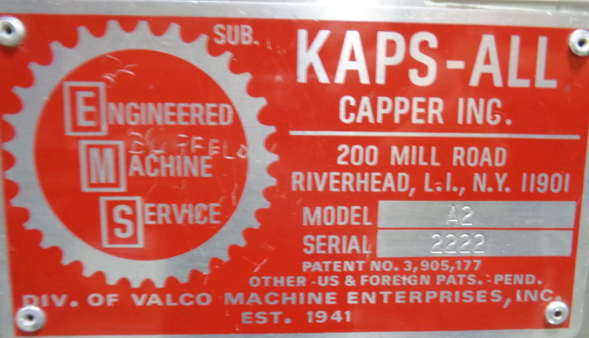 Kaps All 6 Spindle Automatic Capper, Model A2, S/N 2222 - Image 4 of 8