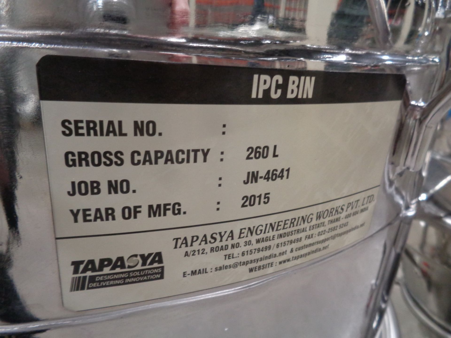Tapasya 260 Liters SS Powder Portable Totes w/cover no valve - Image 2 of 4