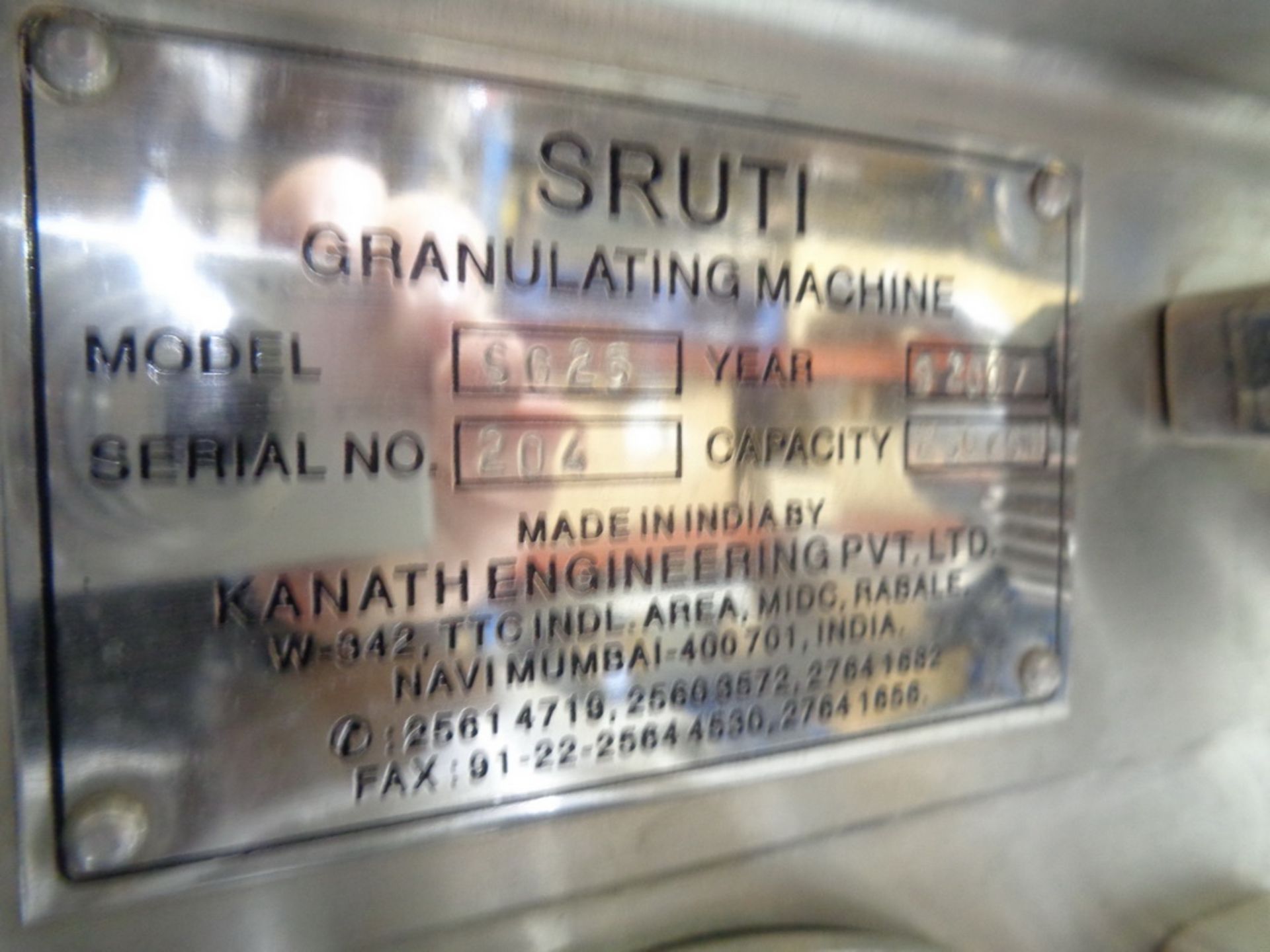 Kanath Sruti Oscillating Granulator, Model SG25, S/N 216 - Image 10 of 11