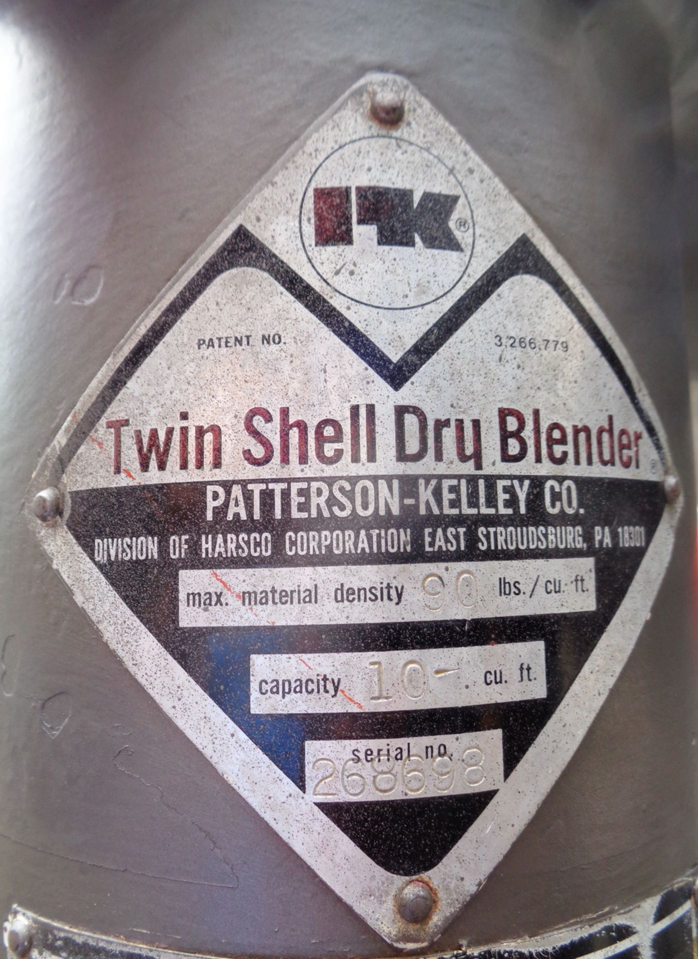Patterson Kelley 10 cu ft SS “V” Blender, S/N 268698 - Image 2 of 7