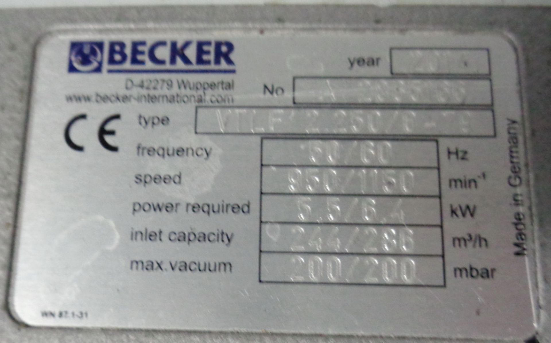 Unused Tapasya Vacuum Powder Transfer System w/ Becker Vacuum Pump, VTLF Series - Image 4 of 4