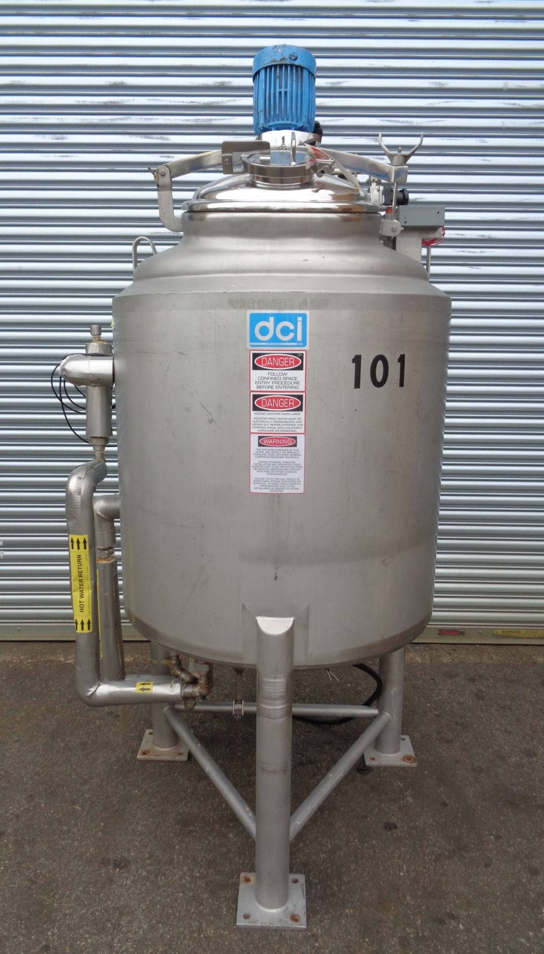 DCI 100 gallon SS Sanitary Jacketed Tank, S/N 97-PH-56481,