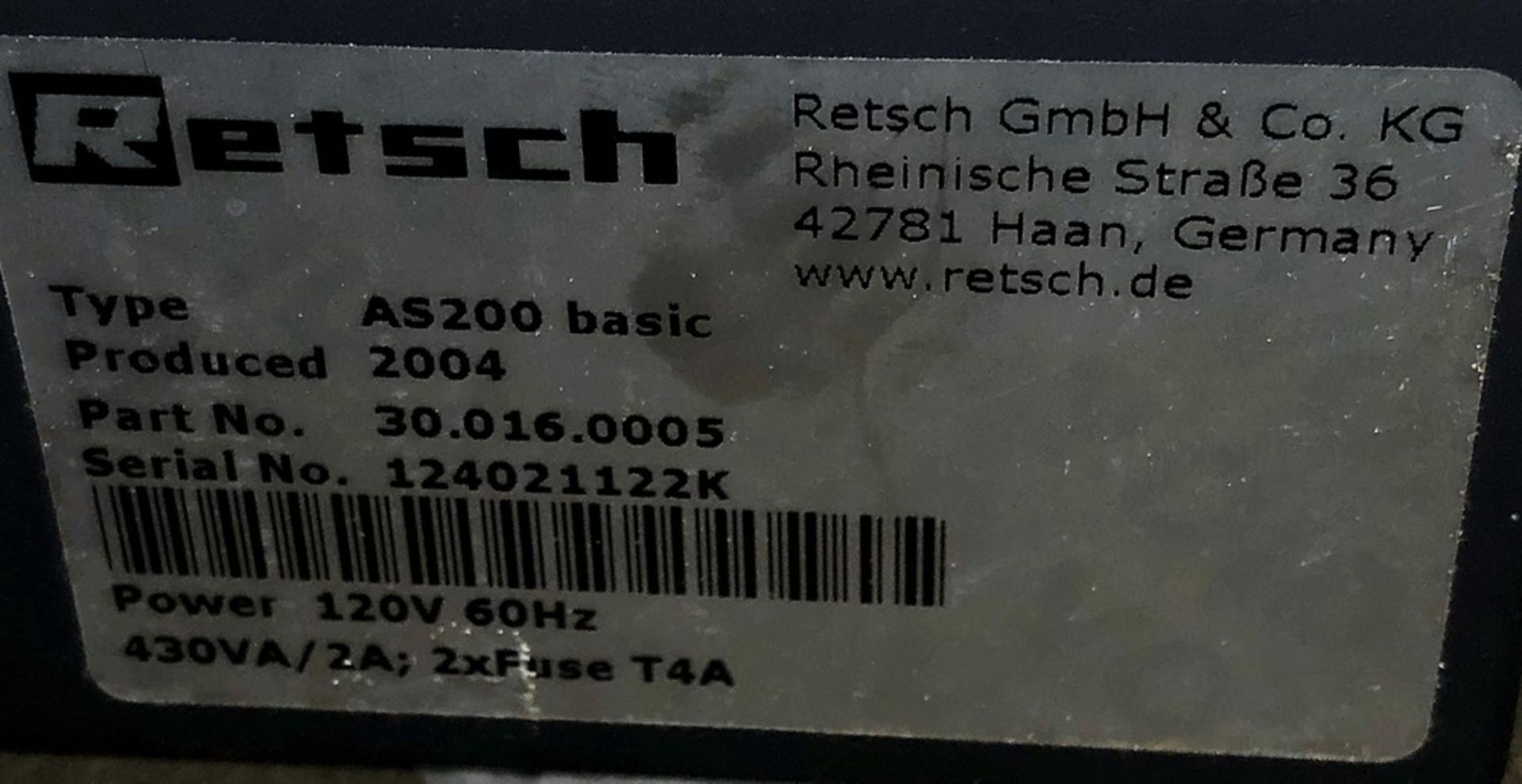 Retsch Vibratory Sieve Shaker, Type AS200, S/N 124021122K, - Image 4 of 4