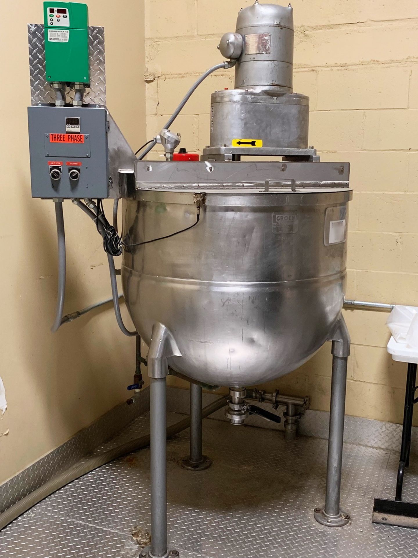 Groen 100 gal Single Motion Scraper Jacketed Kettle, Model RA 100 SP., S/N 43463 B.