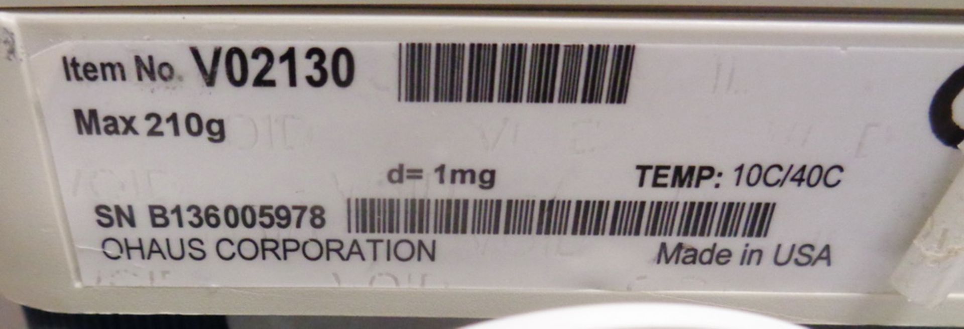 O’Haus 210g Digital Lab Balance, Model Voyager Pro, S/N B136005978 - Image 4 of 5