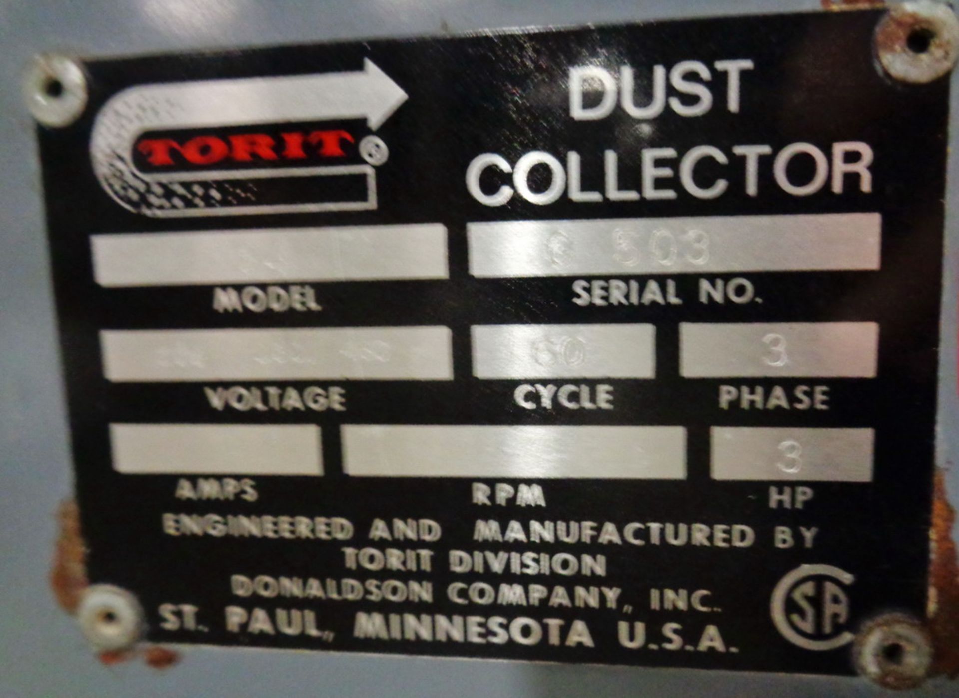 Torit Cabinet type Dust Collector, Model 84 - Image 3 of 3