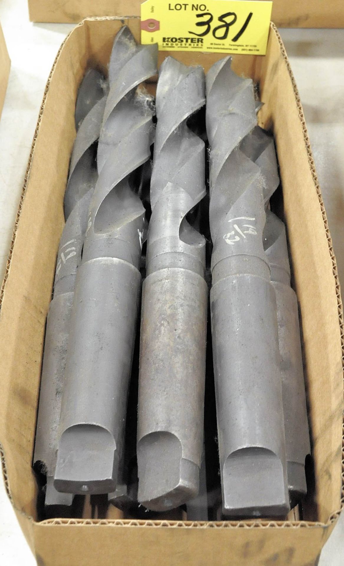 Lot of (7) Large Taper Shank Drills in Box