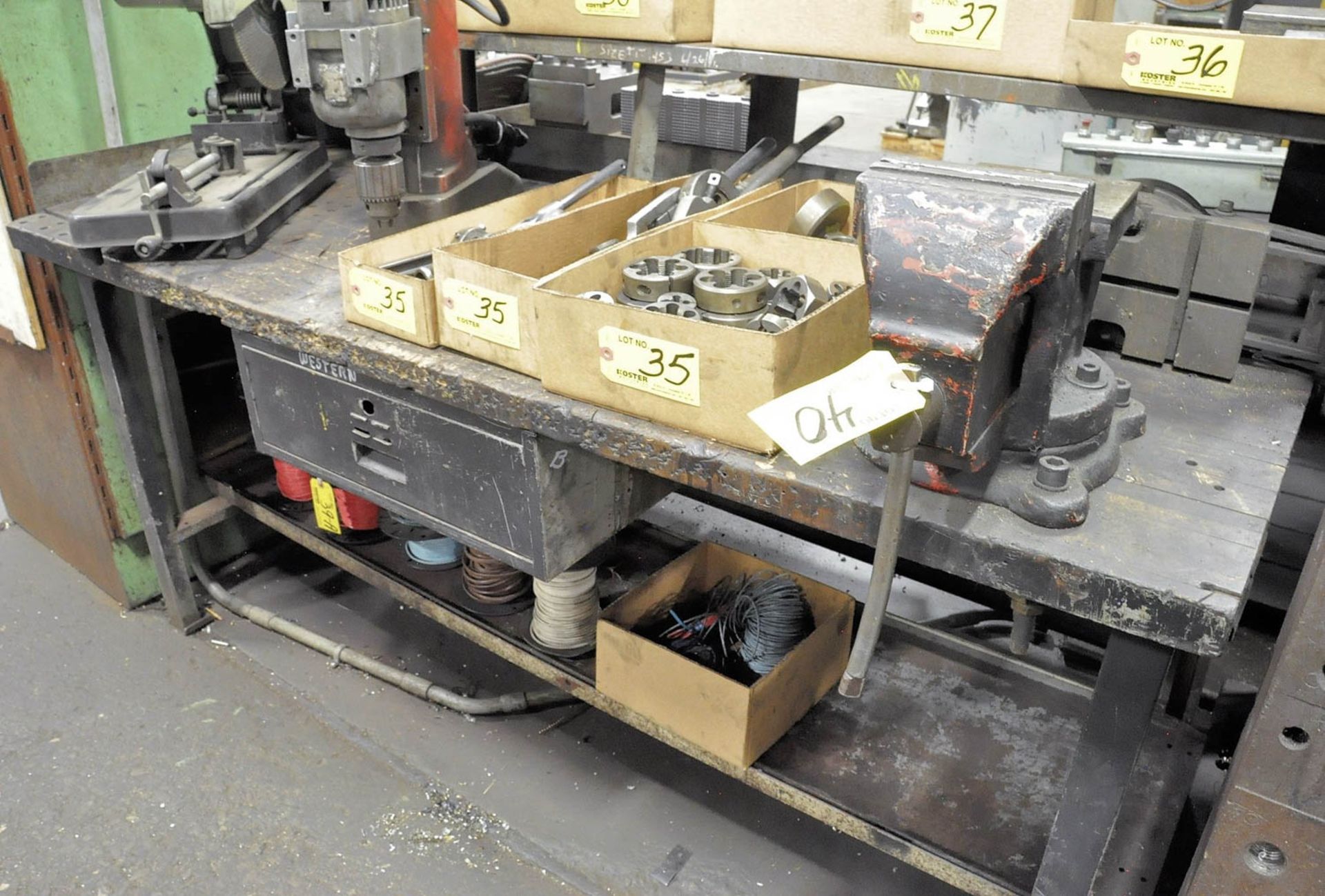 Wood Top Work Bench with 6" Swivel Bench Vise (Not to Be Removed Until Empty)