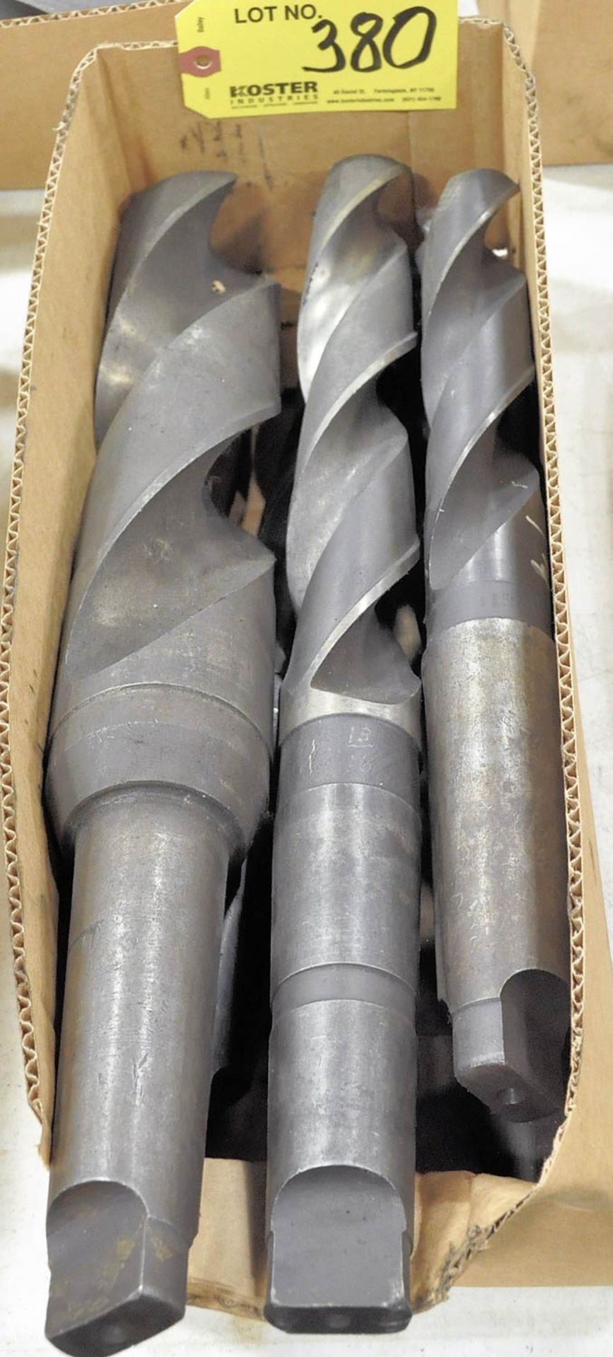 Lot of (5) Large Taper Shank Drills in Box