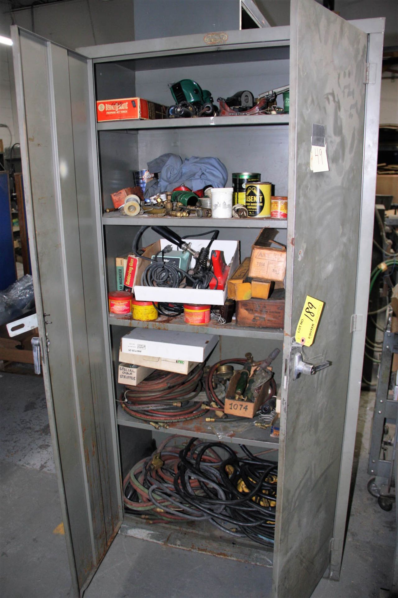 2-DOOR CABINET, WITH ASSORTED WELDING SUPPLIES