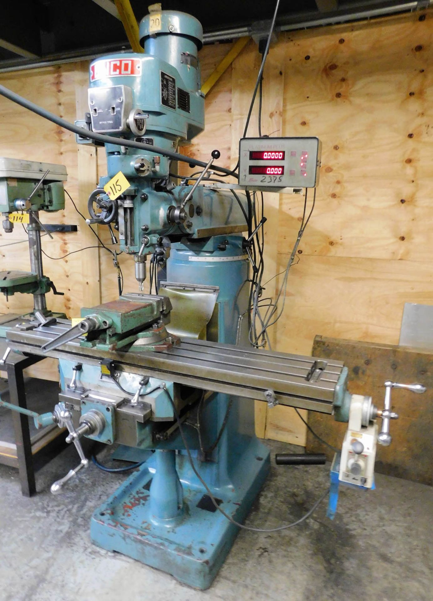 ENCO MDL. 100.1599 KNEE TYPE VERTICAL MILLING MACHINE, 1.5KW MOTOR, 70-4200 RPM, 9" X 48" ENCO POWER