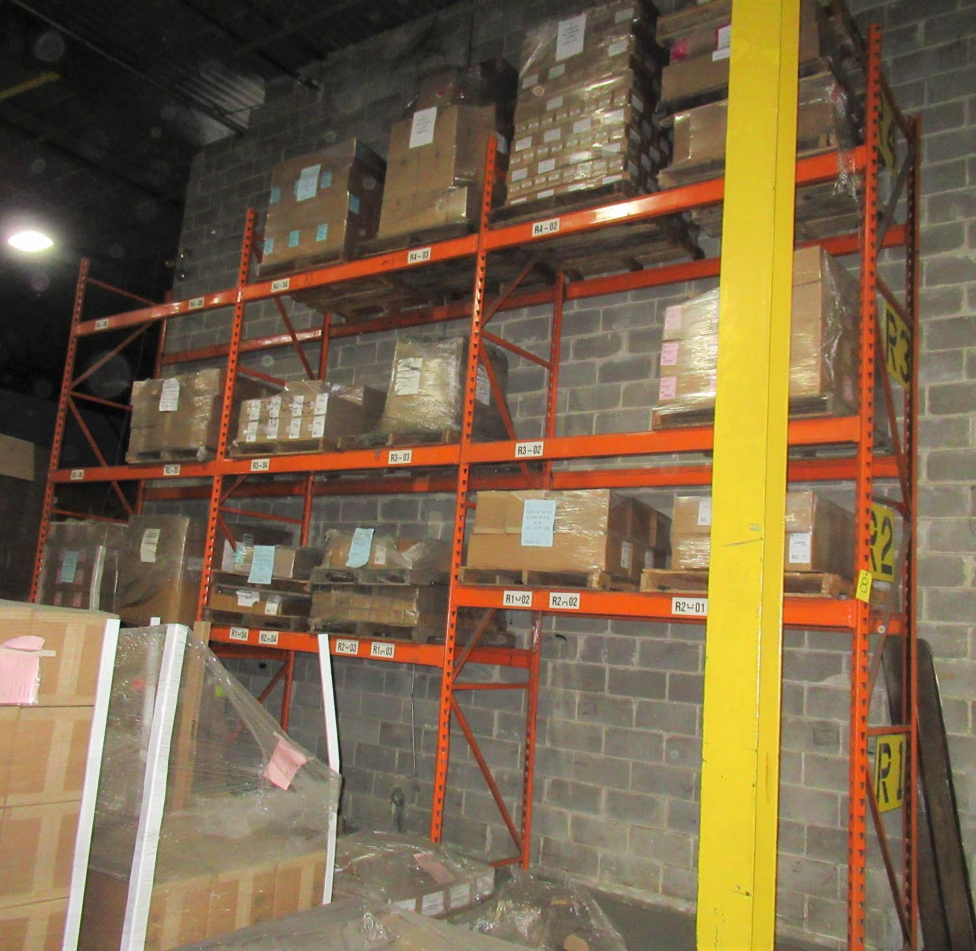 (9) SECTIONS OF HEAVY DUTY PALLET RACKING INCLUDING: (12) APPROXIMATELY 16' UPRIGHTS, (54) CROSS