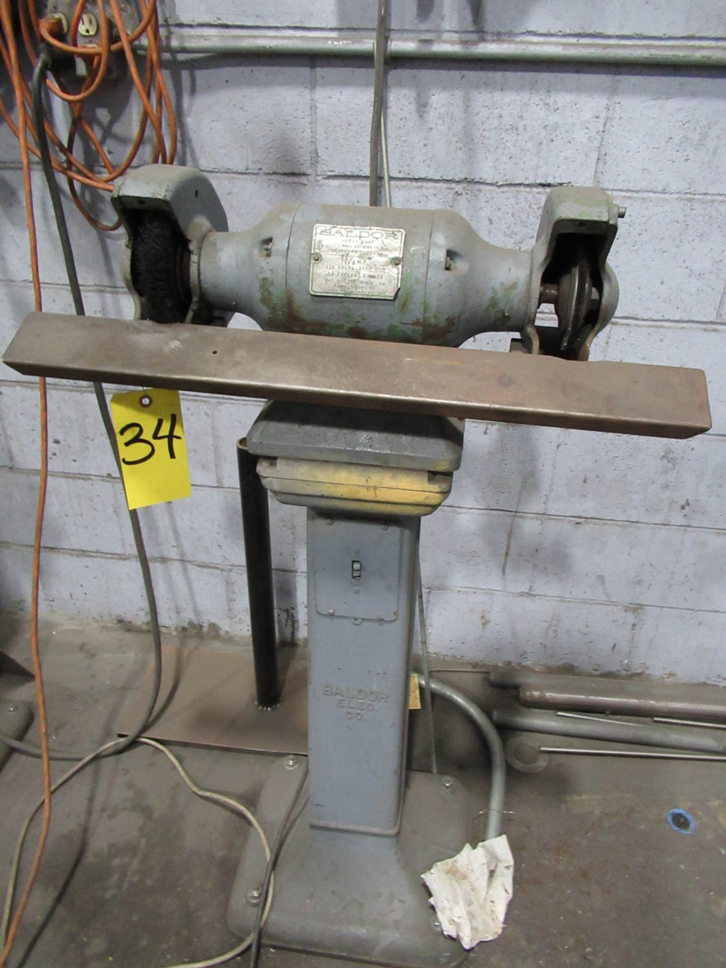 BALDOR DOUBLE END PEDESTAL GRINDER, 1/2HP