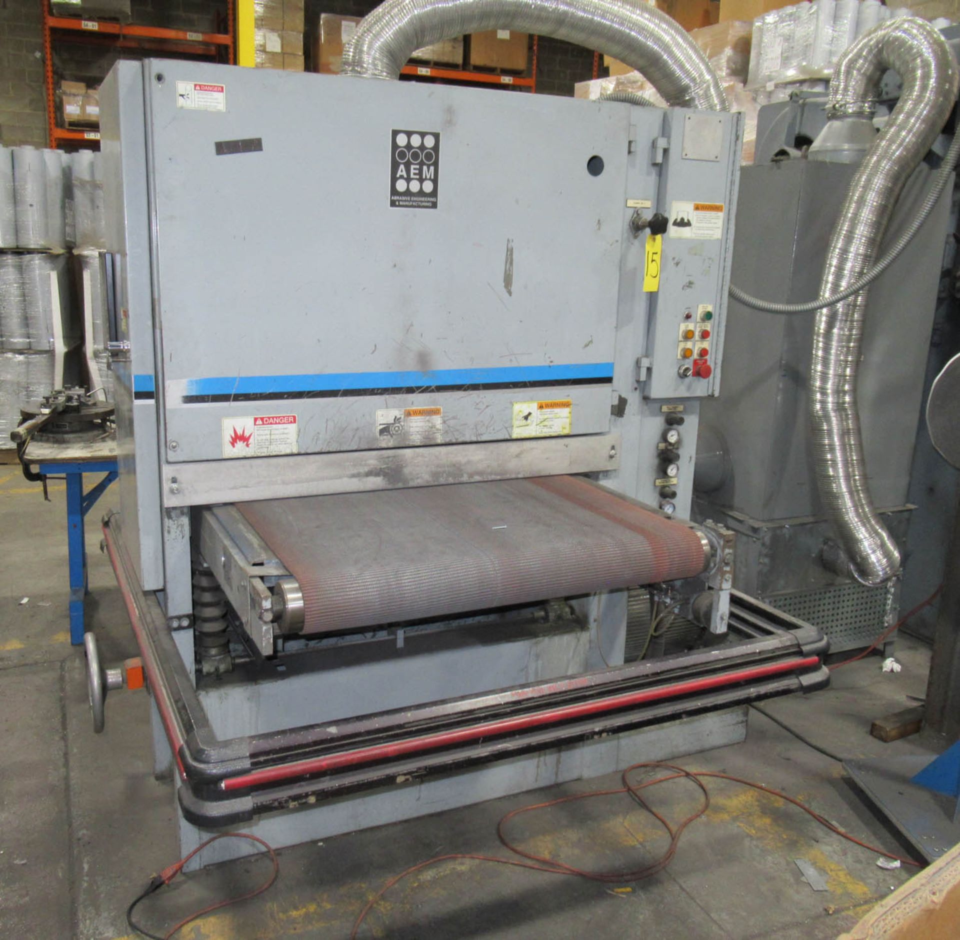 AEM MDL. 503-37 VERTICAL BELT SANDER, 10" ELEVATION ON TABLE, 20HP, TORIT DONALDSON DUST