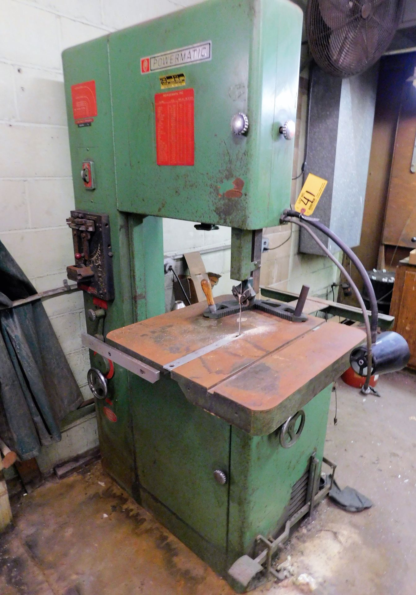 POWERMATIC MDL. 87 VERTICAL BAND SAW, 20" THROAT, 24" X 24" TABLE, BLADE WELDING ATTACHMENT, S/N: