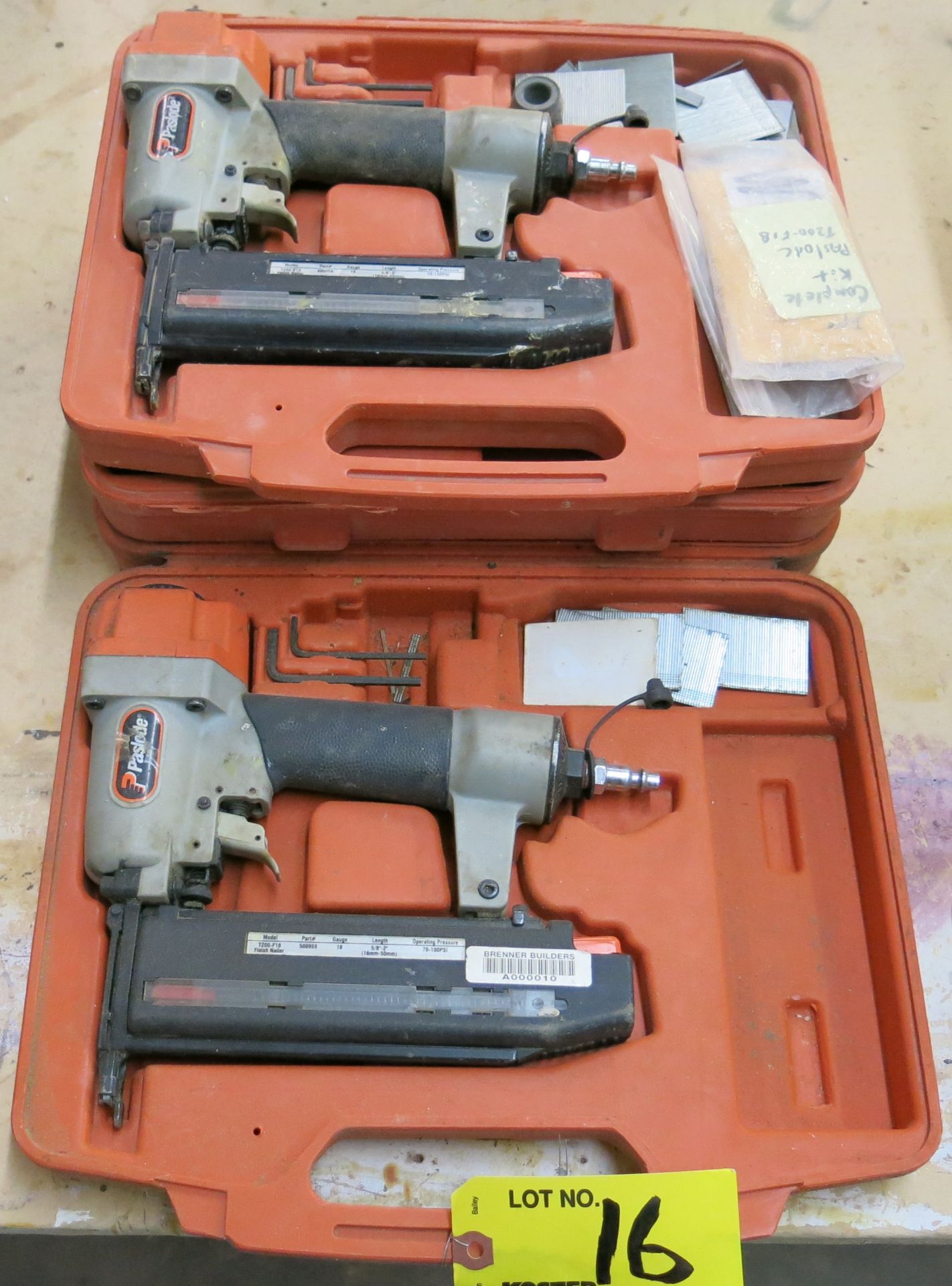 (2) PASLODE MDL. T200-F18 PNEUMATIC BRAD NAILERS