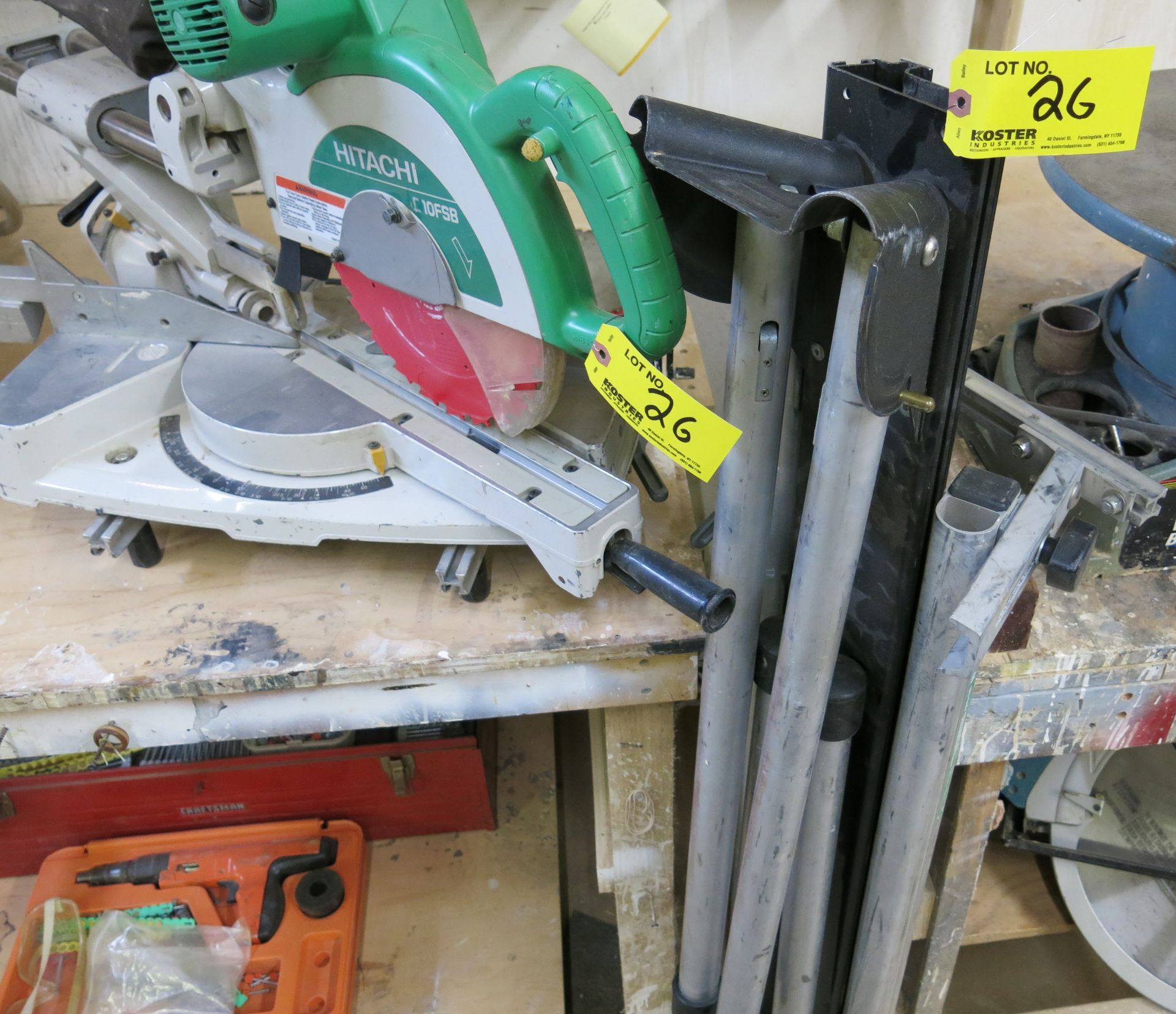 (1) HITACHI MDL. C10FSB 10" COMPOUND MITER SAW WITH HITACHI MDL. UU 610 UNIVERSAL WORK STATION - Image 2 of 2