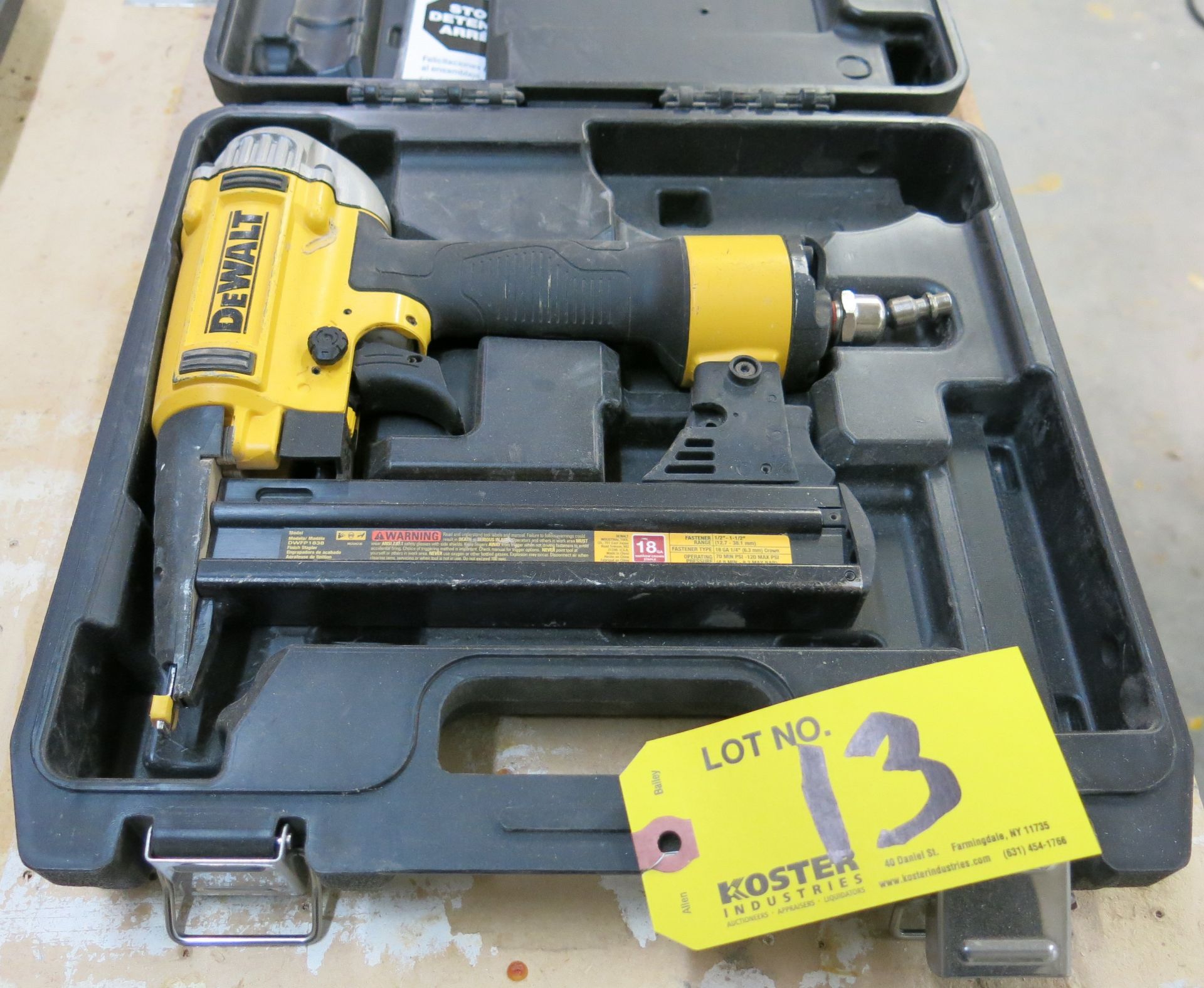 (1) DEWALT MDL. DWFP1838 PNEUMATIC BRAD NAILER