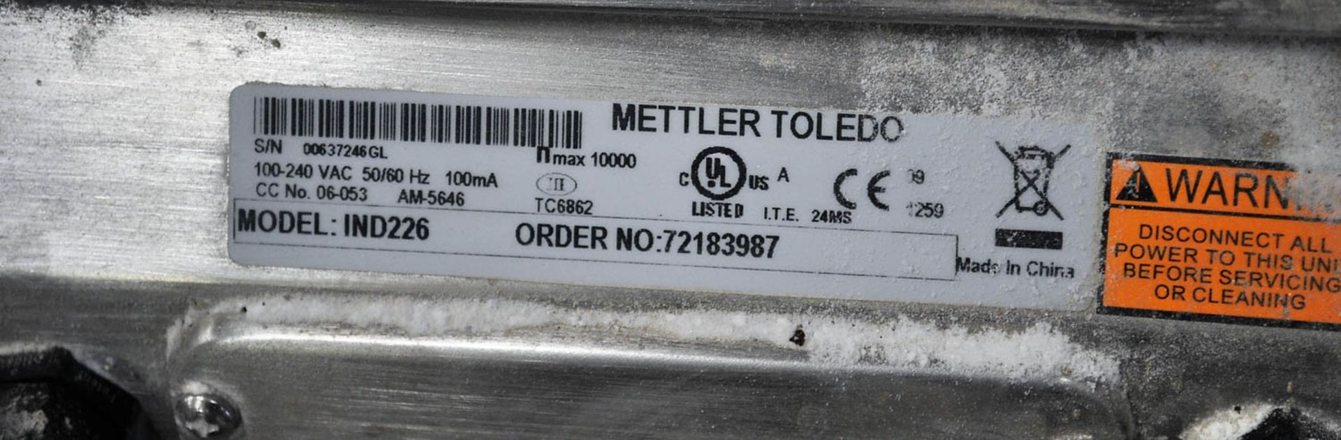 METTLER TOLEDO MDL. IND226 DIGITAL SCALE, WITH 32" X 24" PLATFORM BASE - Image 2 of 2
