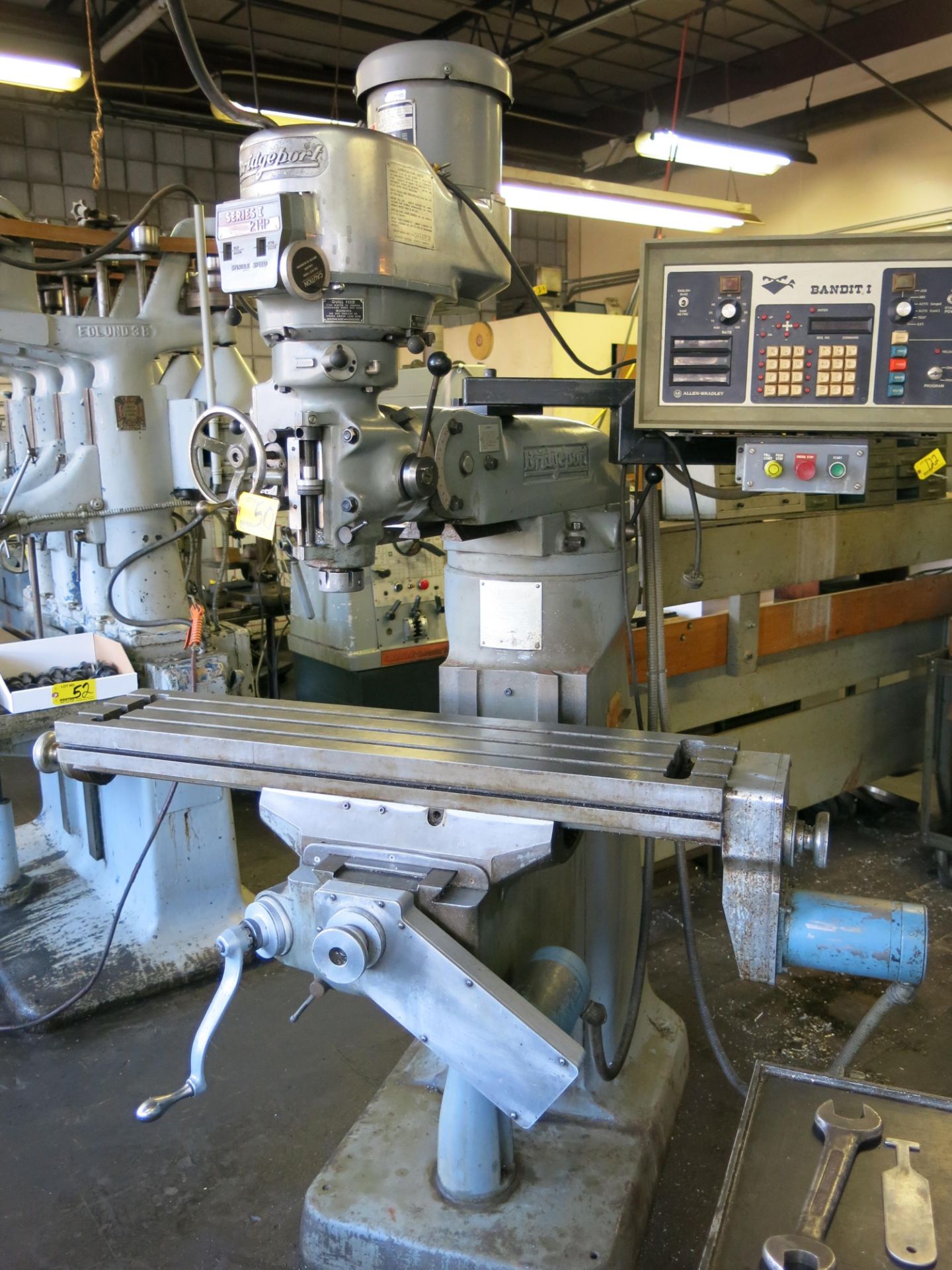 (1) BRIDGEPORT SERIES 1, 2 HP VERTICAL MILLING MACHINE WITH 42" T-SLOT TABLE, POWER TABLE FEED, - Image 2 of 7