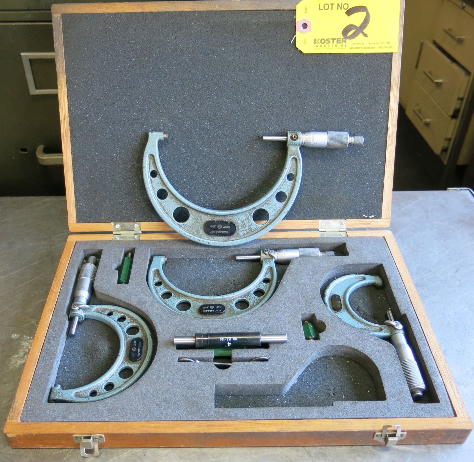(1) MITUTOYO (4) PIECE MICROMETER SET WITH 4 - 5", 3 - 4", 2 - 3", AND 1 - 2" MITUTOYO MICROMETERS