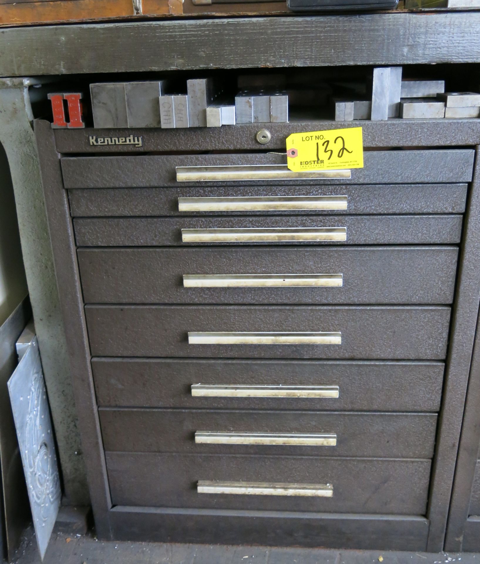 (1) KENNEDY 8-DRAWER TOOL BOX WITH CONTENTS, CONTENTS INCLUDE: O-RINGS, FIXTURES, HELI COIL, DRILL