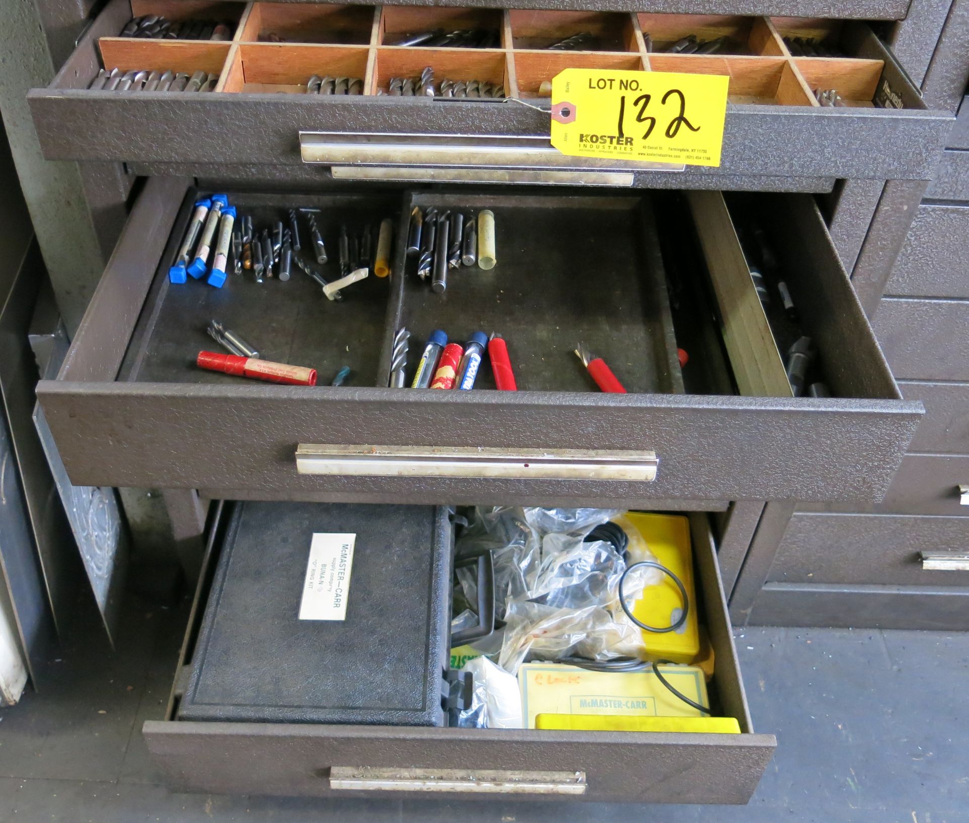 (1) KENNEDY 8-DRAWER TOOL BOX WITH CONTENTS, CONTENTS INCLUDE: O-RINGS, FIXTURES, HELI COIL, DRILL - Image 3 of 3