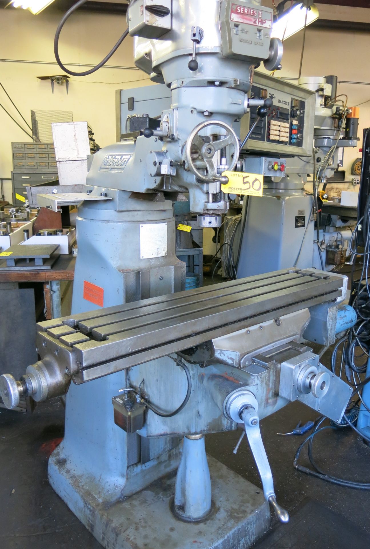 (1) BRIDGEPORT SERIES 1, 2 HP VERTICAL MILLING MACHINE WITH 42" T-SLOT TABLE, POWER TABLE FEED,